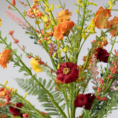 20" Spring Mini Flower Spray: Orange, Red & Yellow