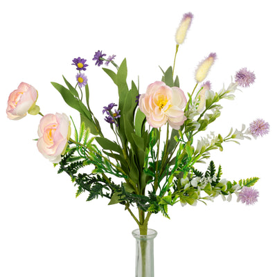 19" Ranunculus & Bunny Tail Pick: Lavender & Pink