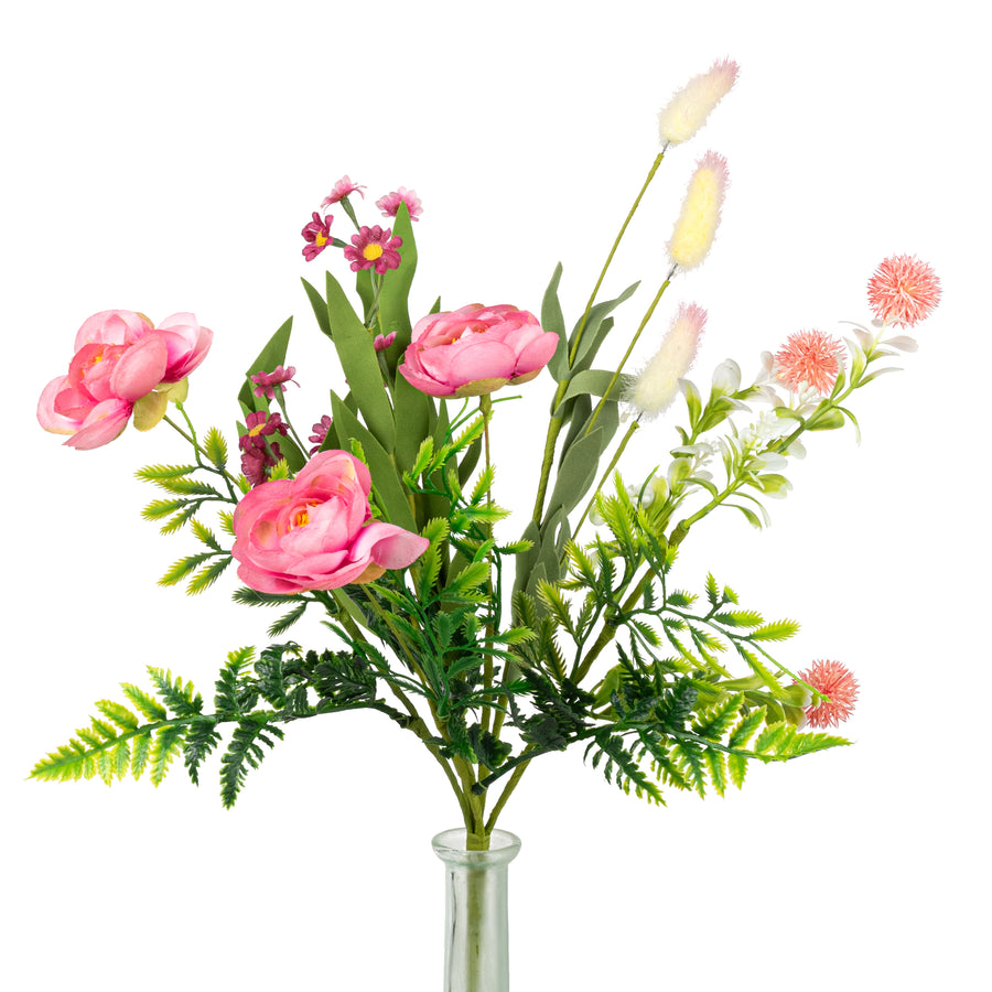 19" Ranunculus & Bunny Tail Pick: Pink