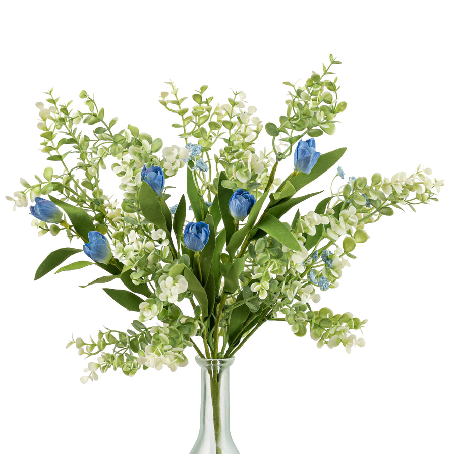 17" Mixed Wild Boxwood Pick: Blue