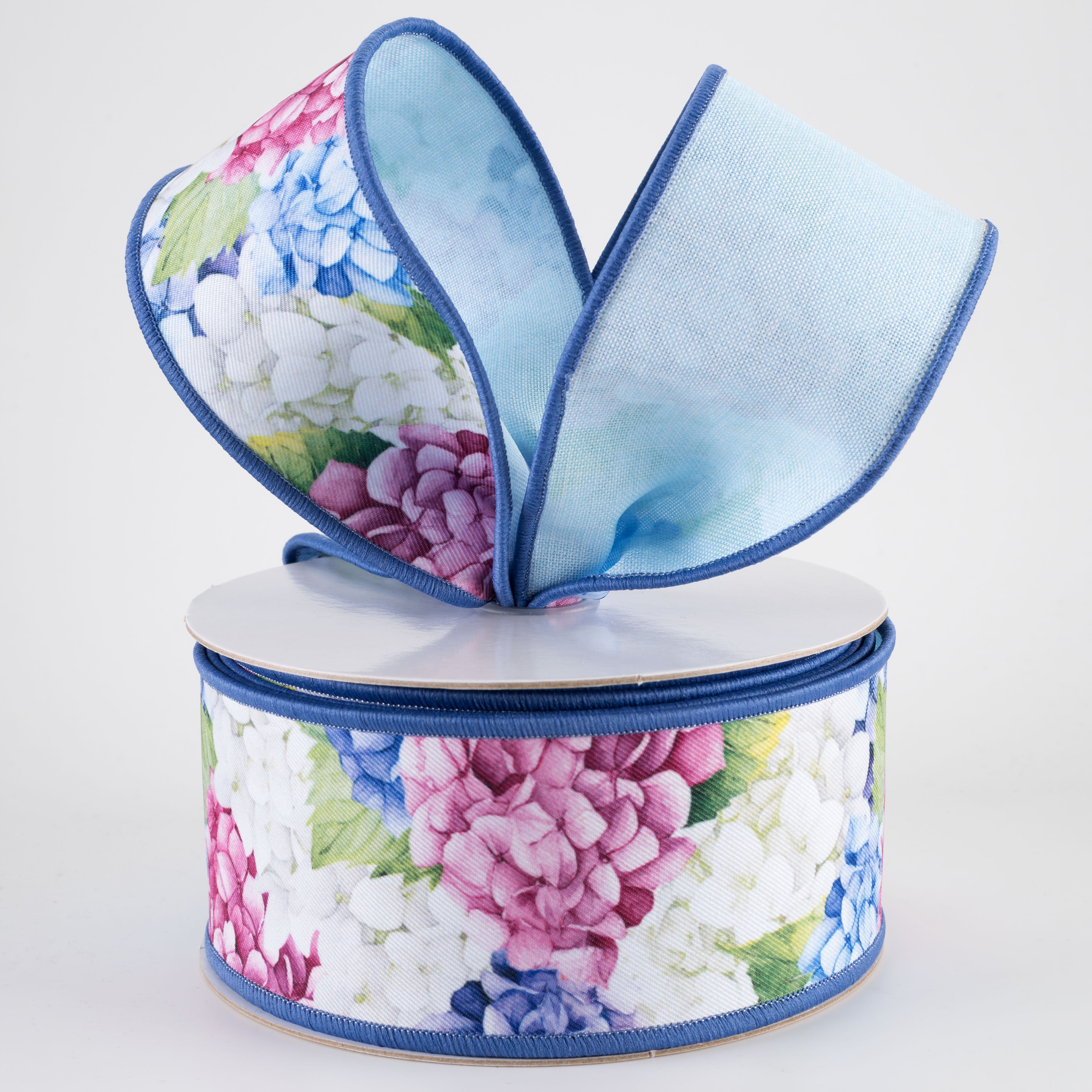 2.5" Double Sided Fused Hydrangeas Ribbon (10 Yards)