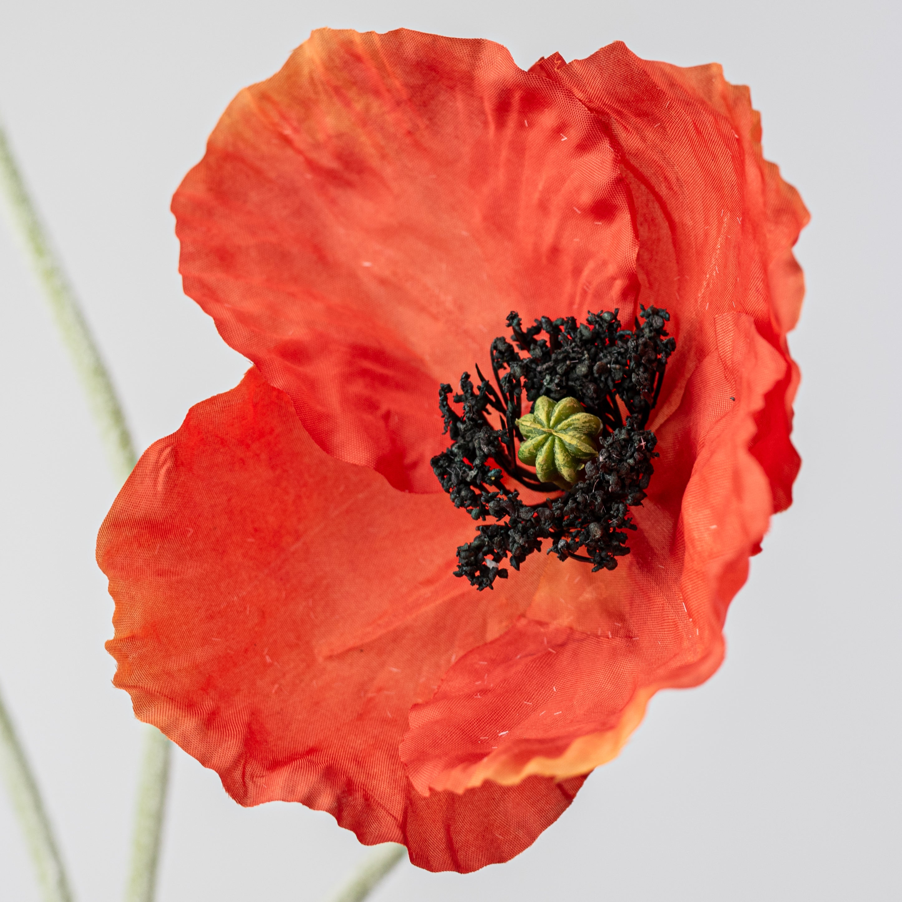 29" Poppy Flower Spray: Orange