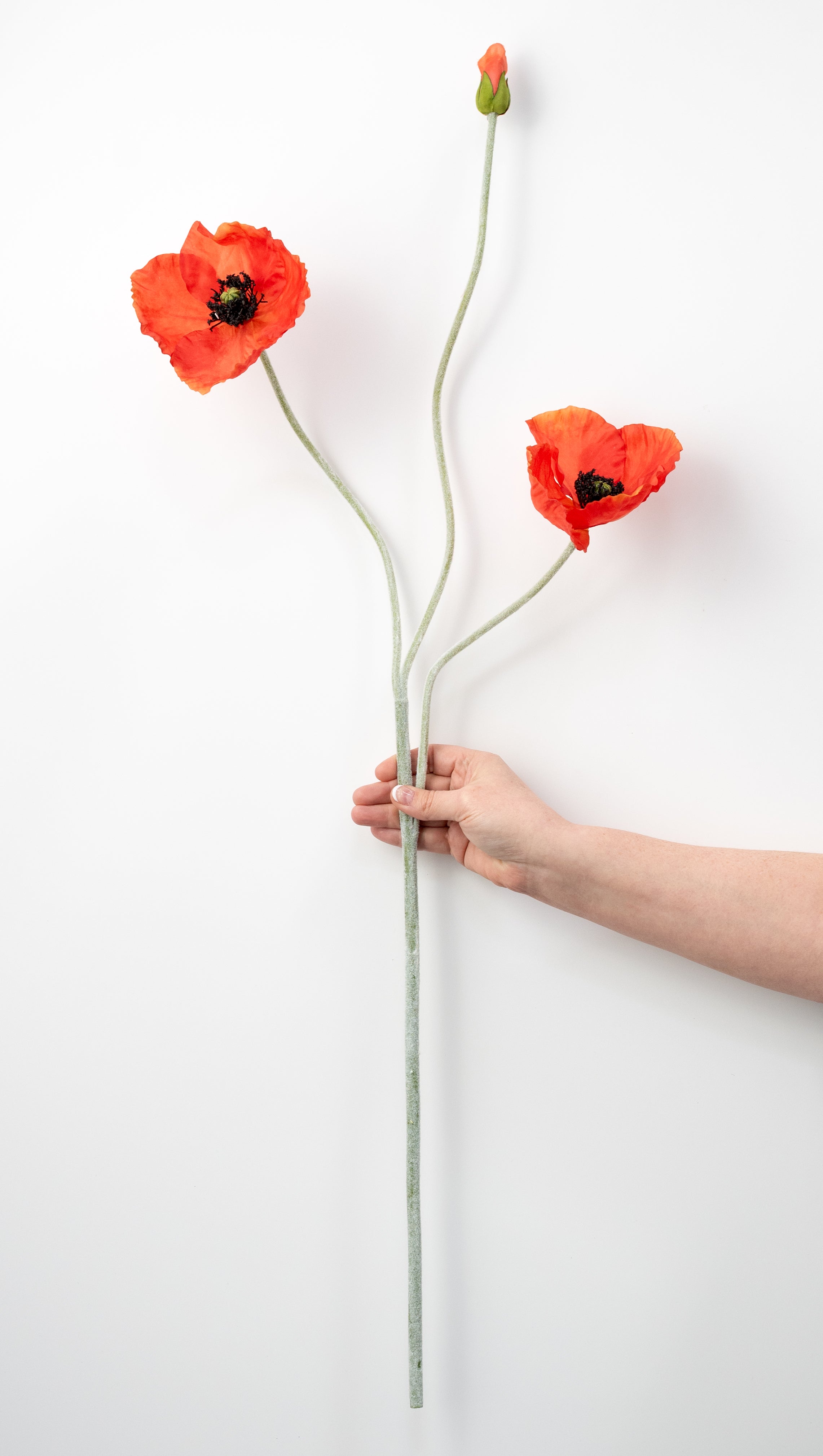 29" Poppy Flower Spray: Orange