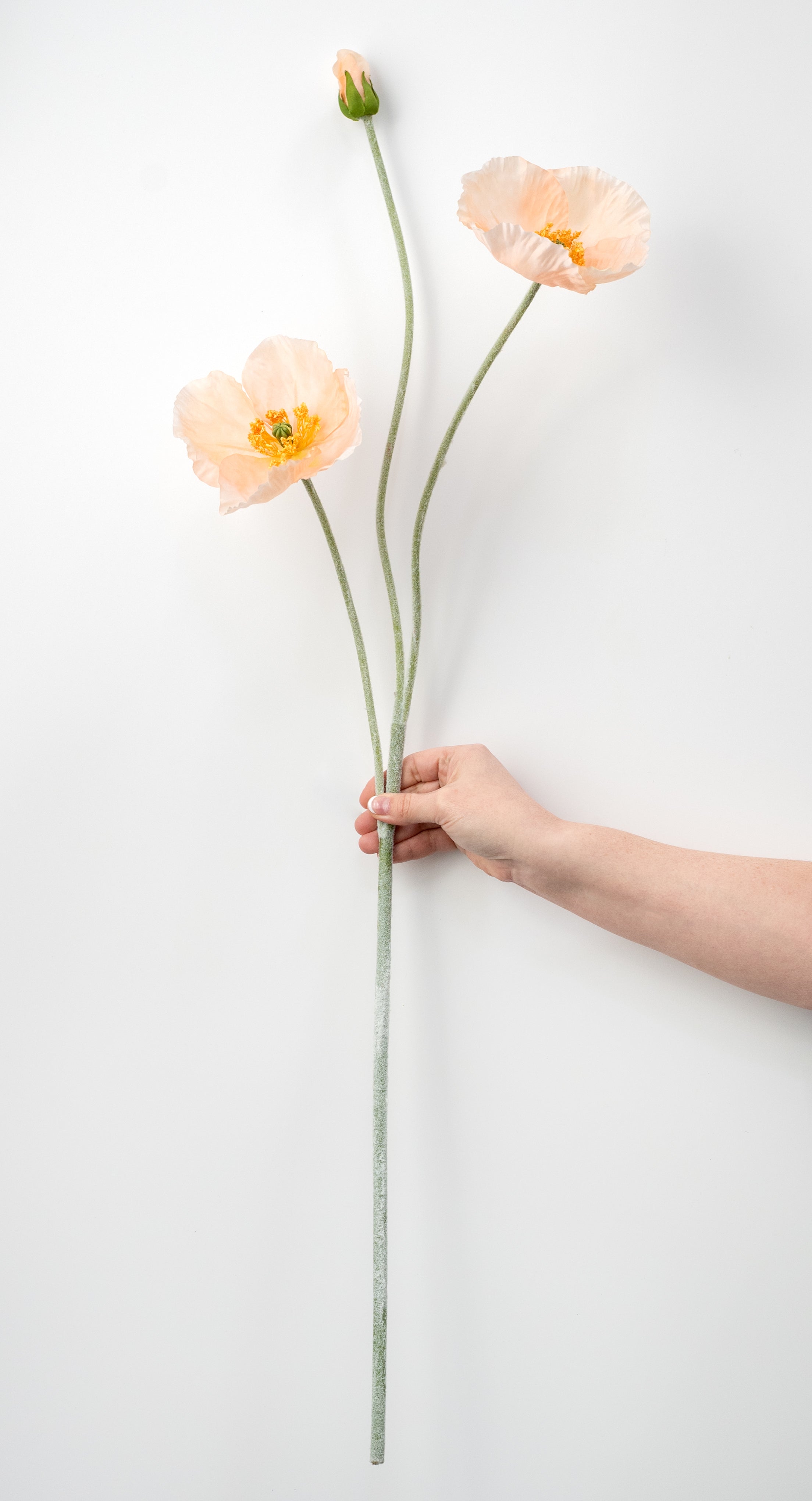 29" Poppy Flower Spray: Peach
