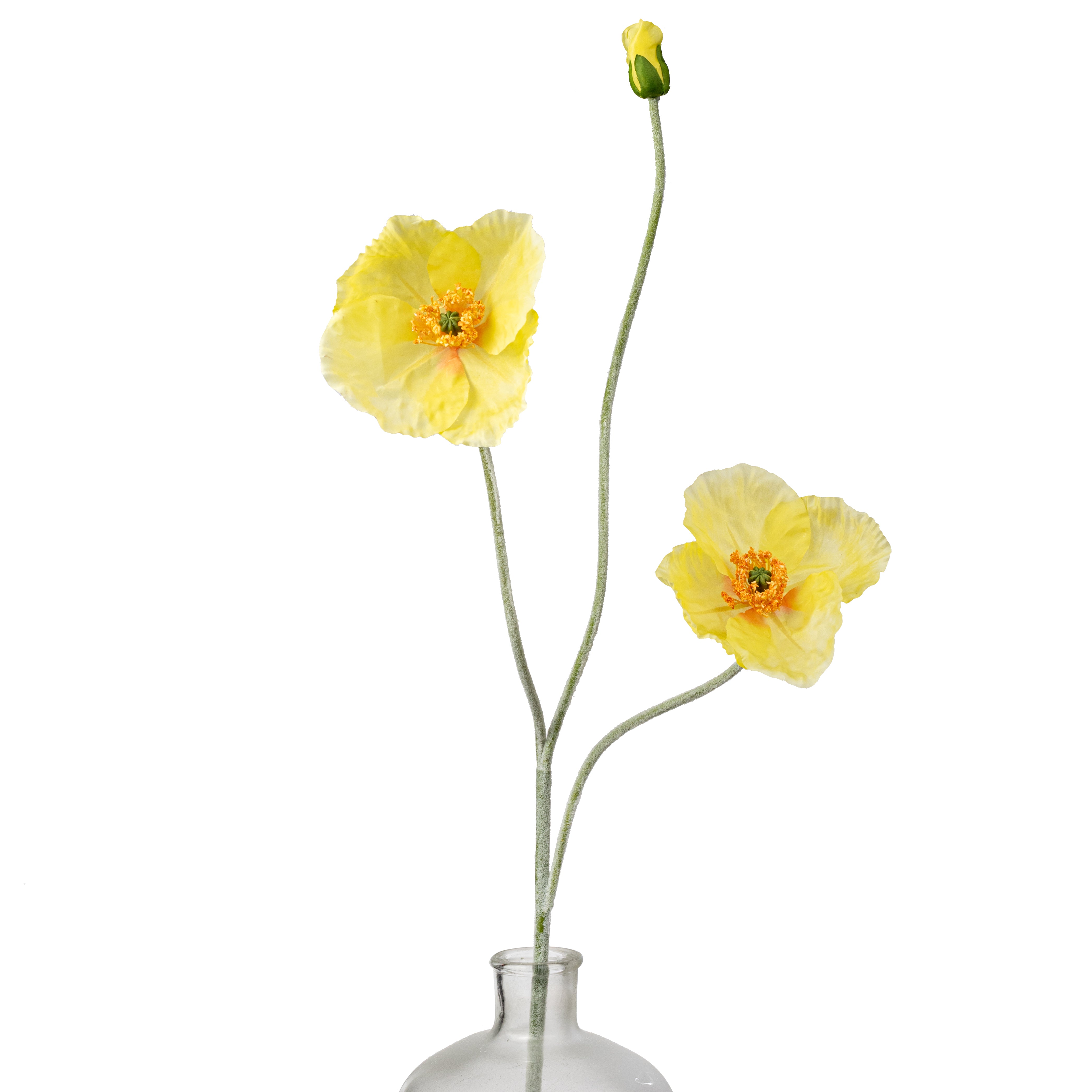 29" Poppy Flower Spray: Yellow