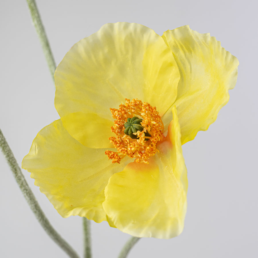 29" Poppy Flower Spray: Yellow