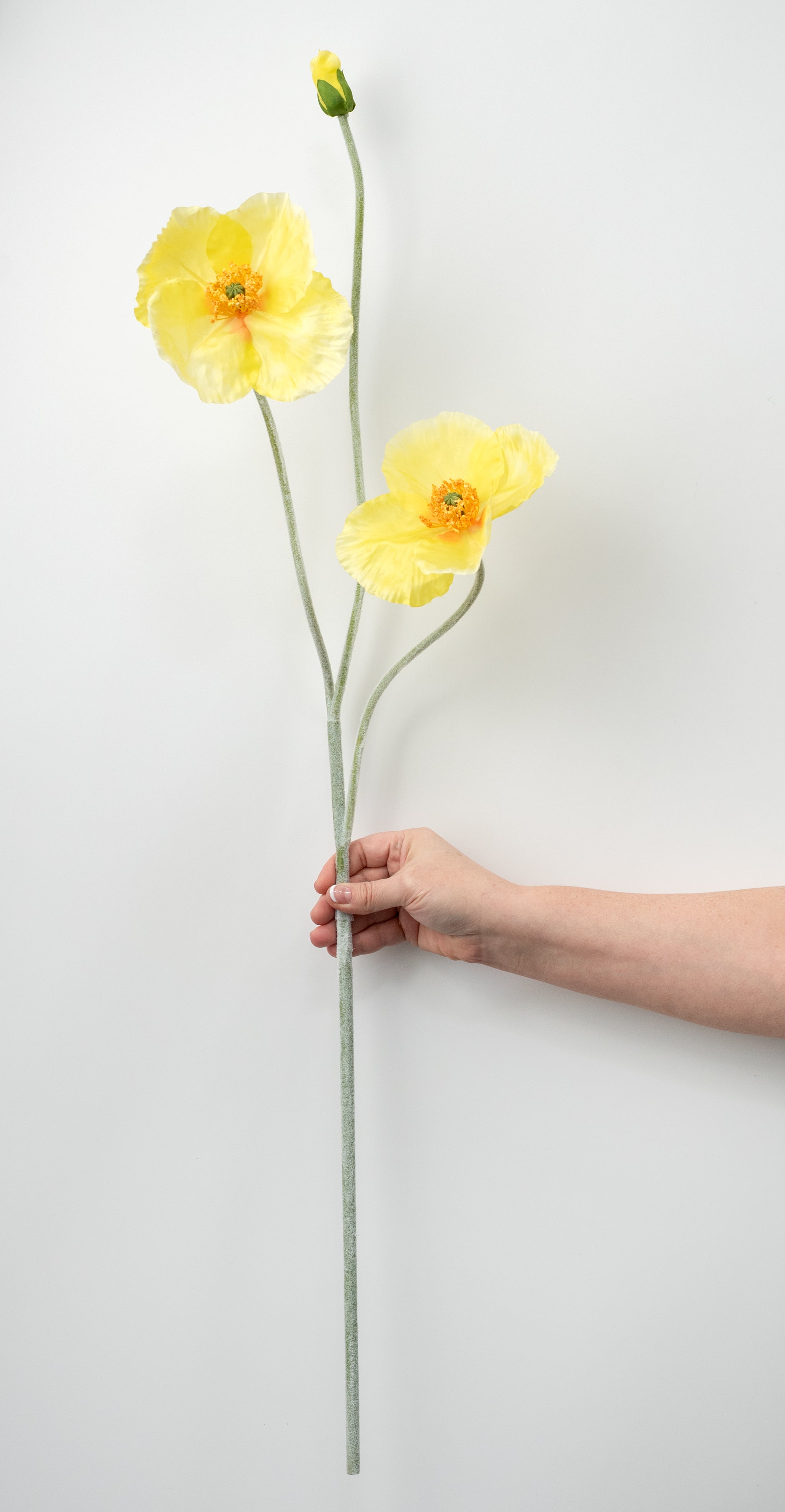 29" Poppy Flower Spray: Yellow