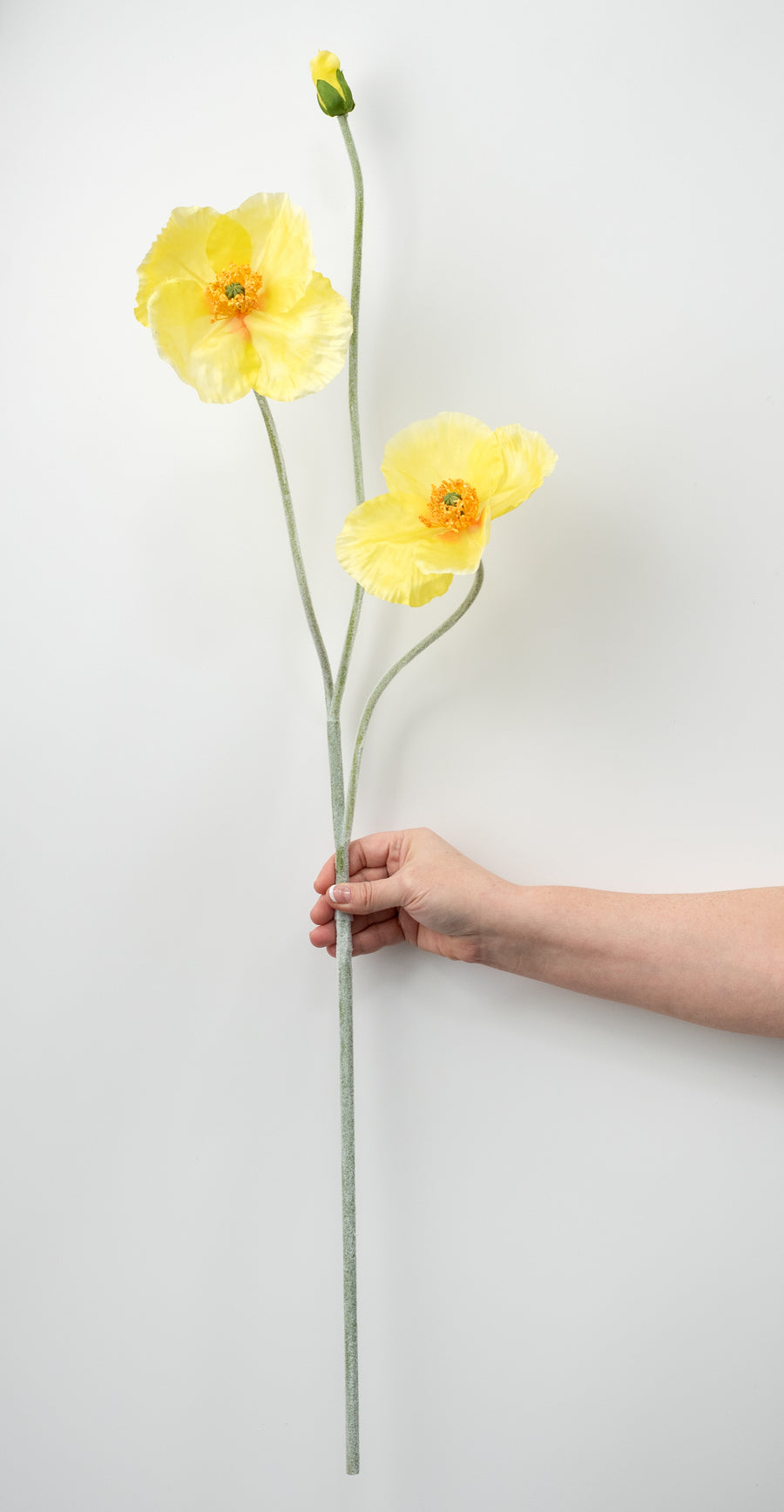 29" Poppy Flower Spray: Yellow