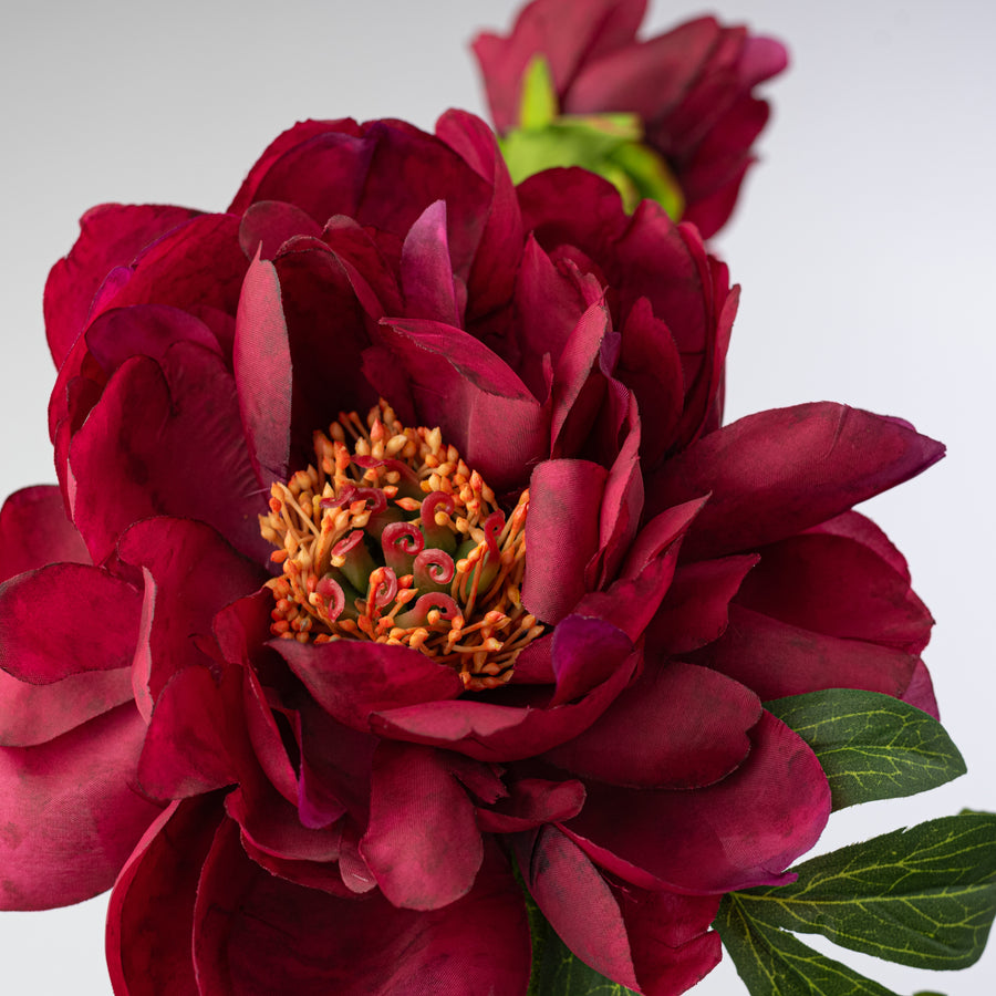 22" Vintage Peony Spray: Dark Fuchsia Pink