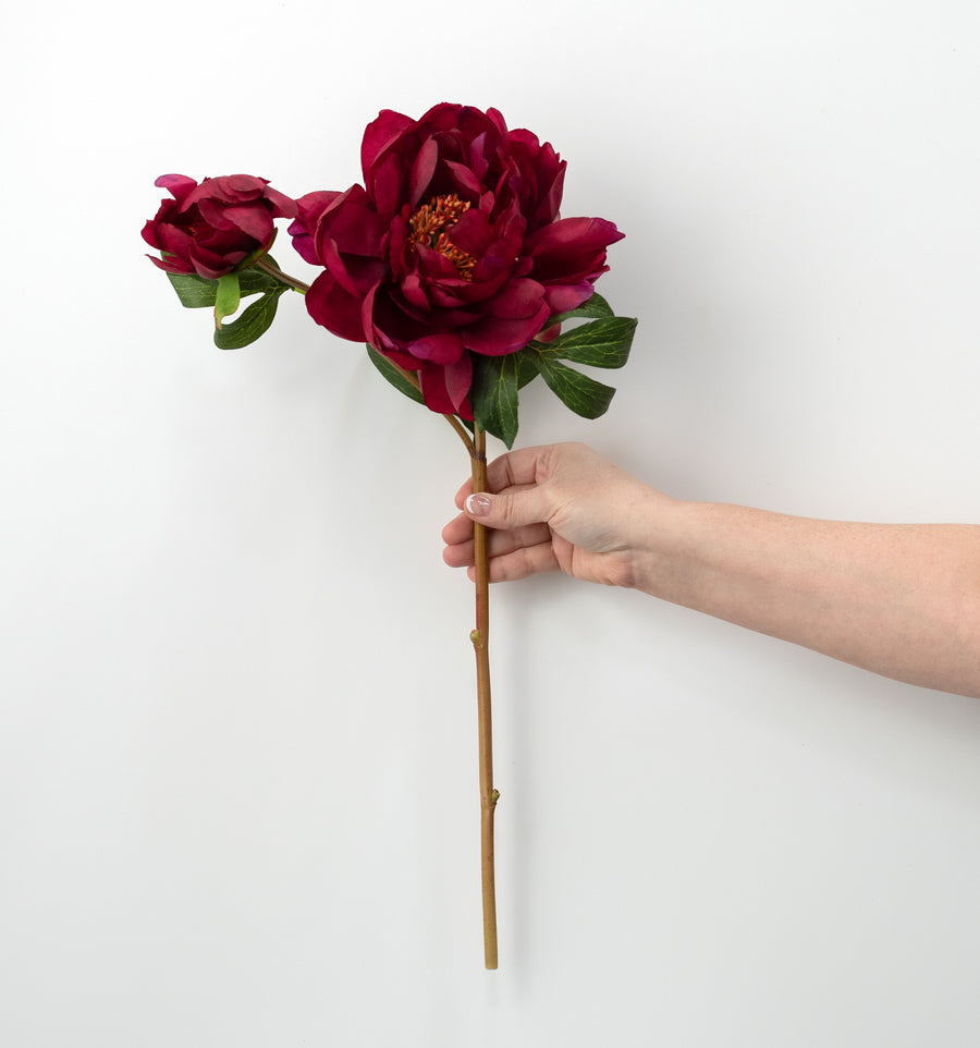 22" Vintage Peony Spray: Dark Fuchsia Pink