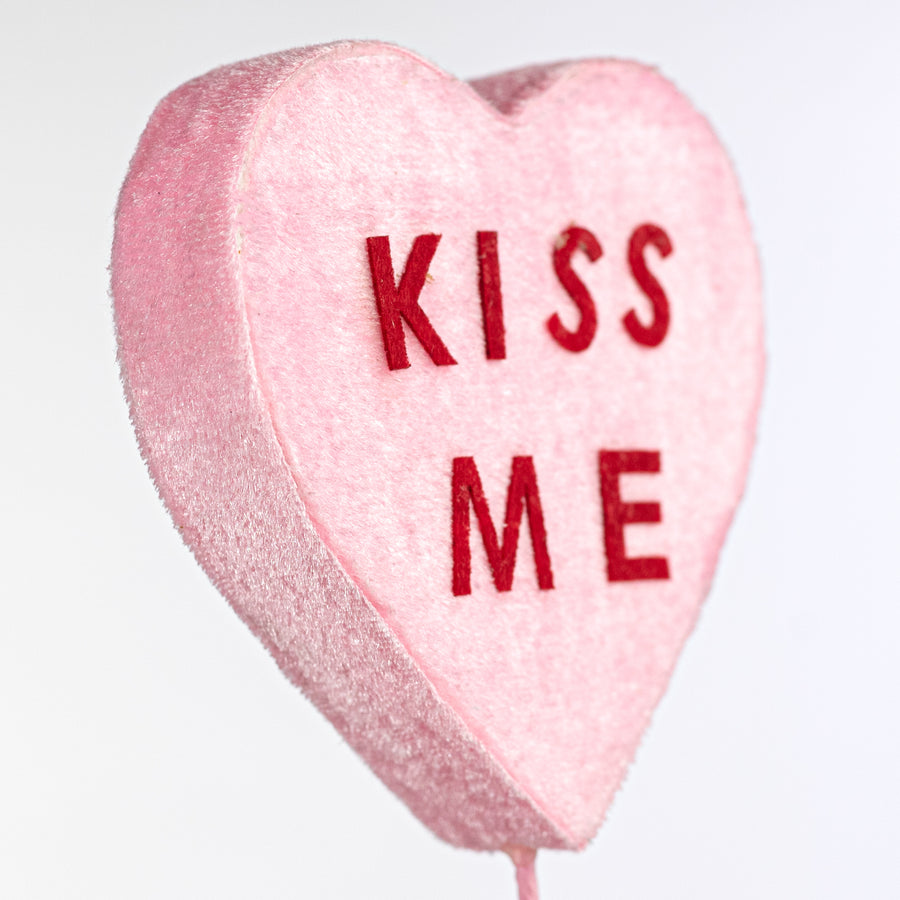 28" Velvet Conversation Hearts Spray: Kiss Me, Hug Me, XOXO