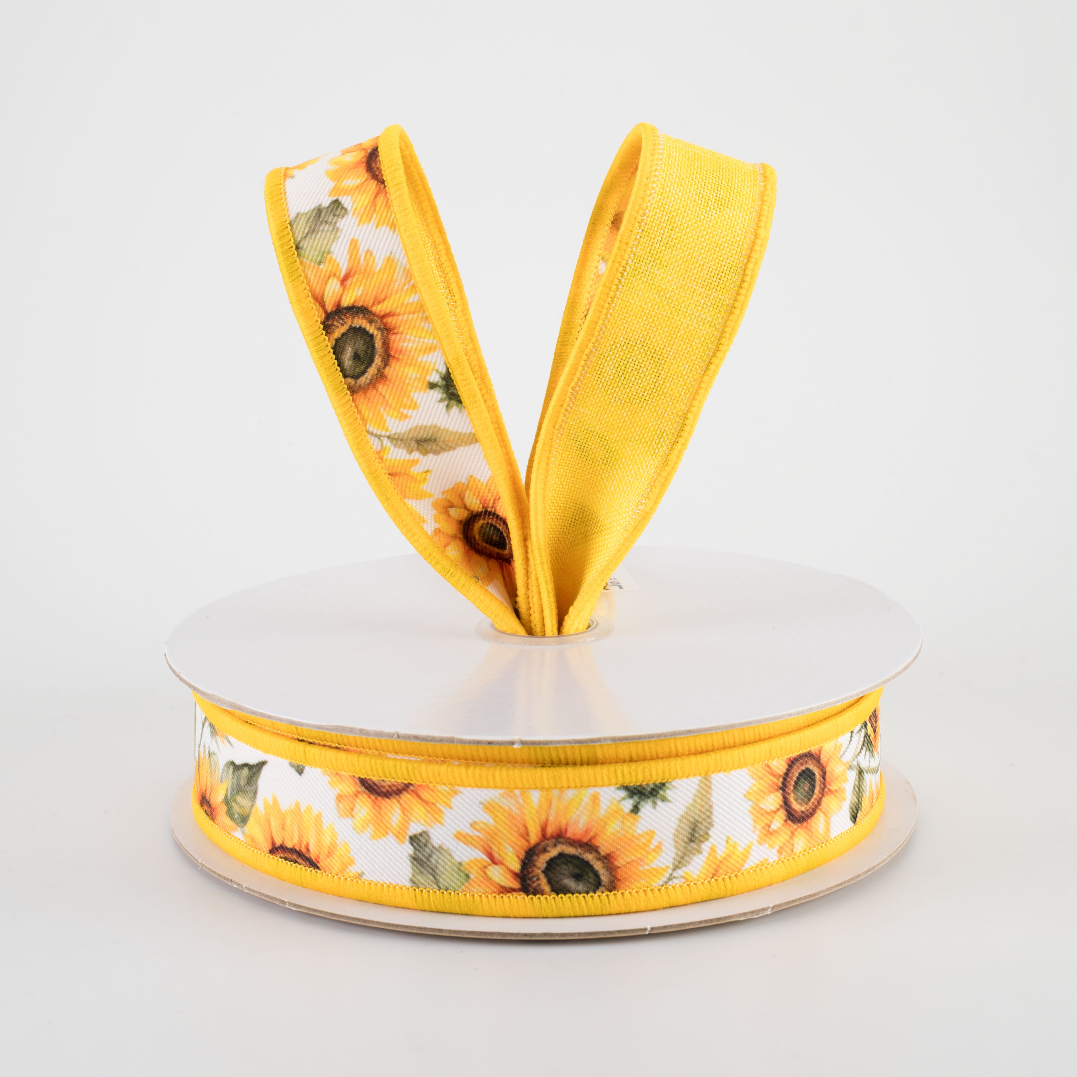 7/8" Double Sided Fused Sunflowers Ribbon (10 Yards)