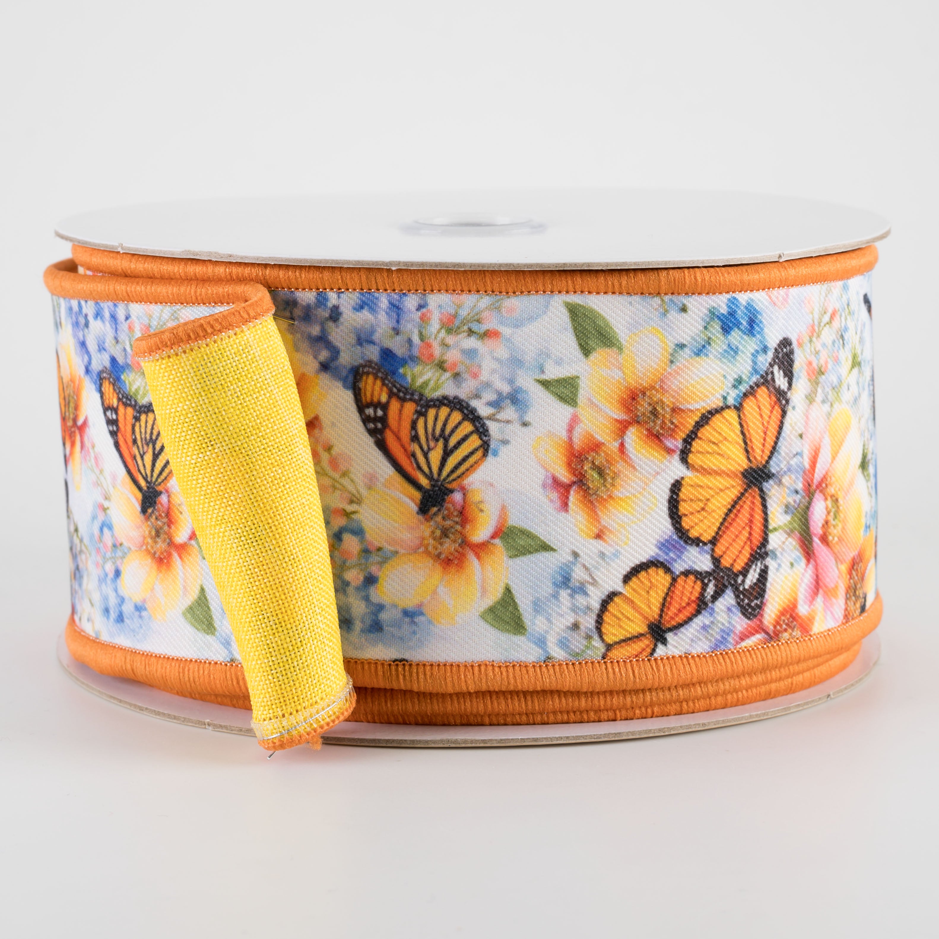 2.5" Double Sided Fused Monarch Butterflies Ribbon (10 Yards)