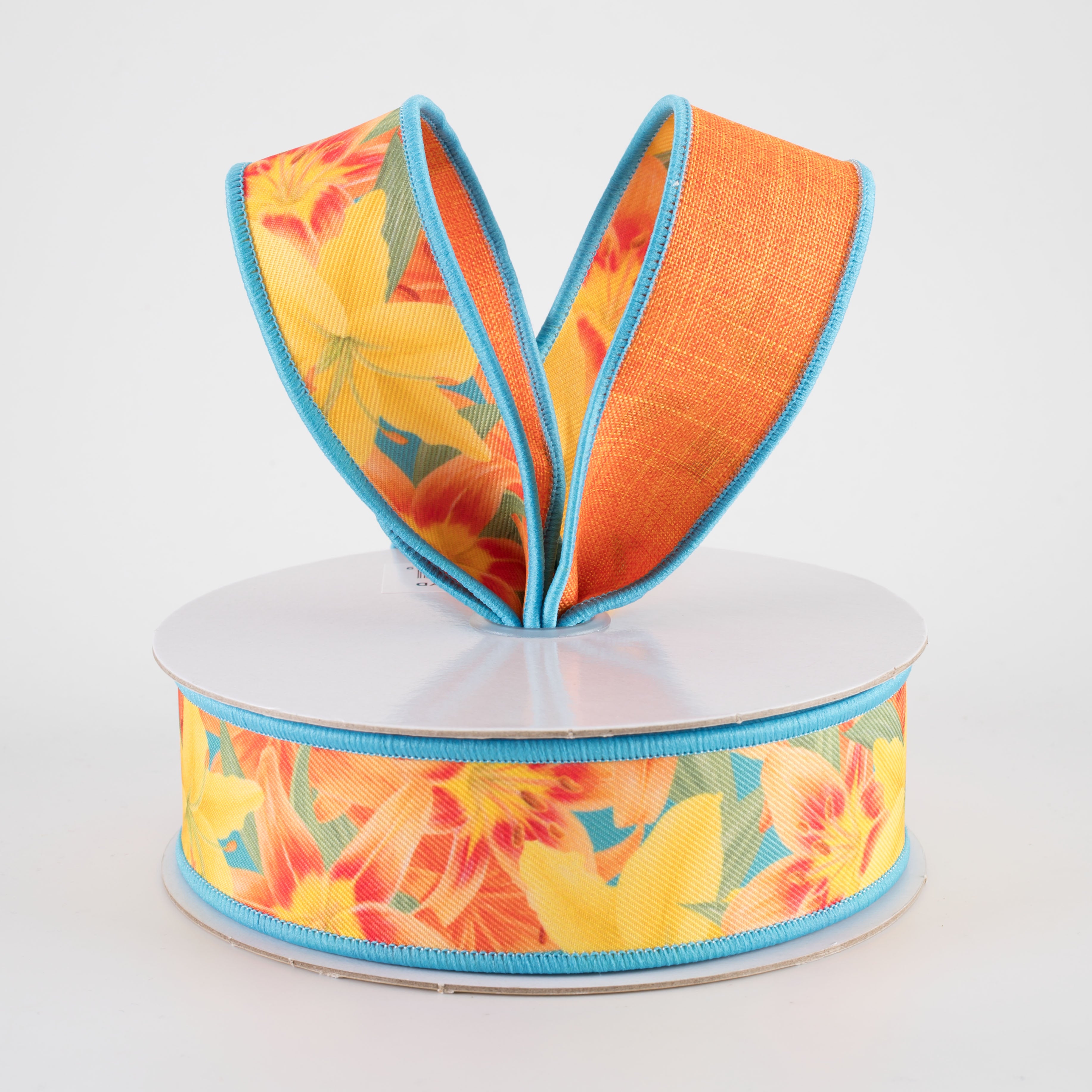 1.5" Double Sided Fused Orange Lilies Ribbon (10 Yards)