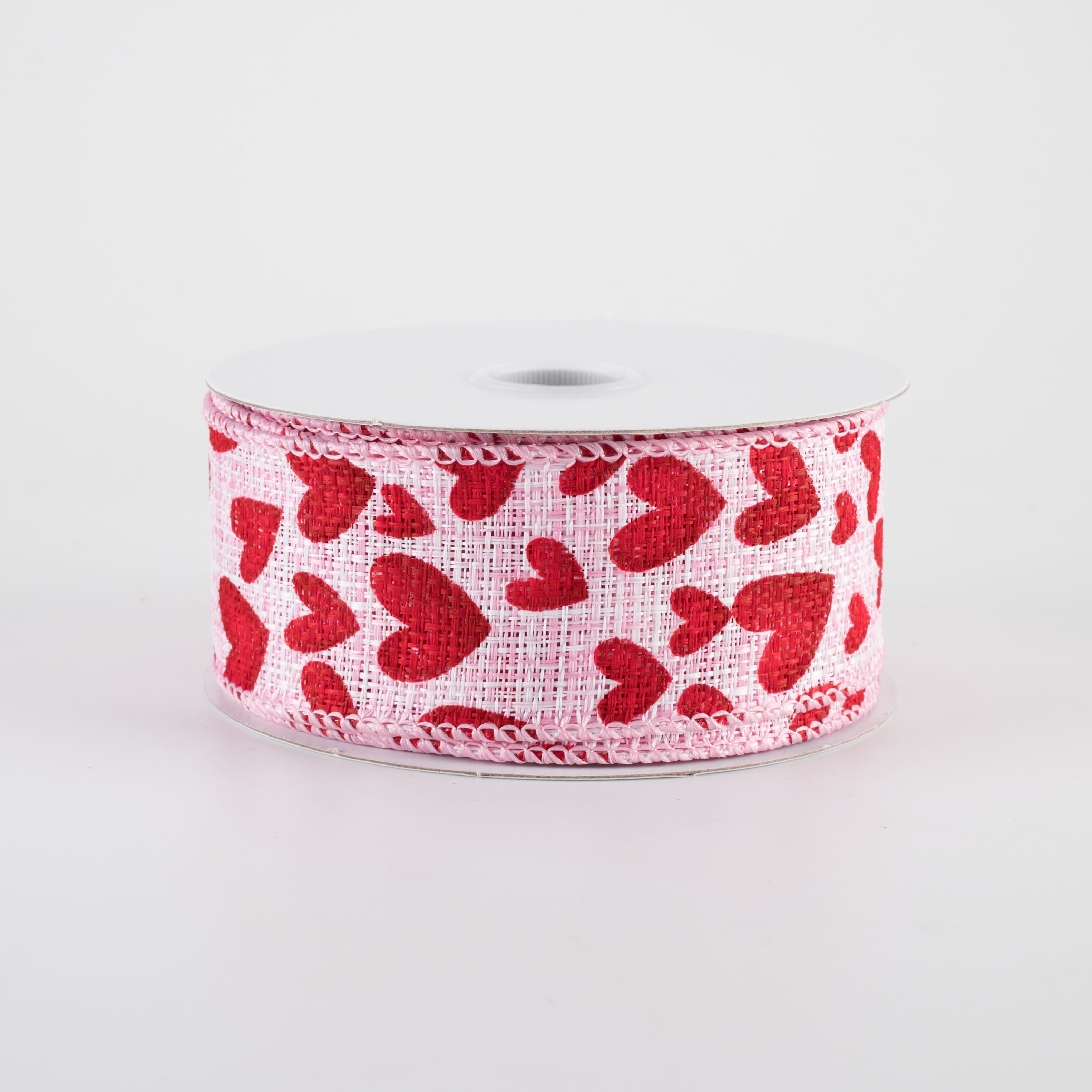 1.5" Tweed Benson Hearts Ribbon: Pink & Red (10 Yards)