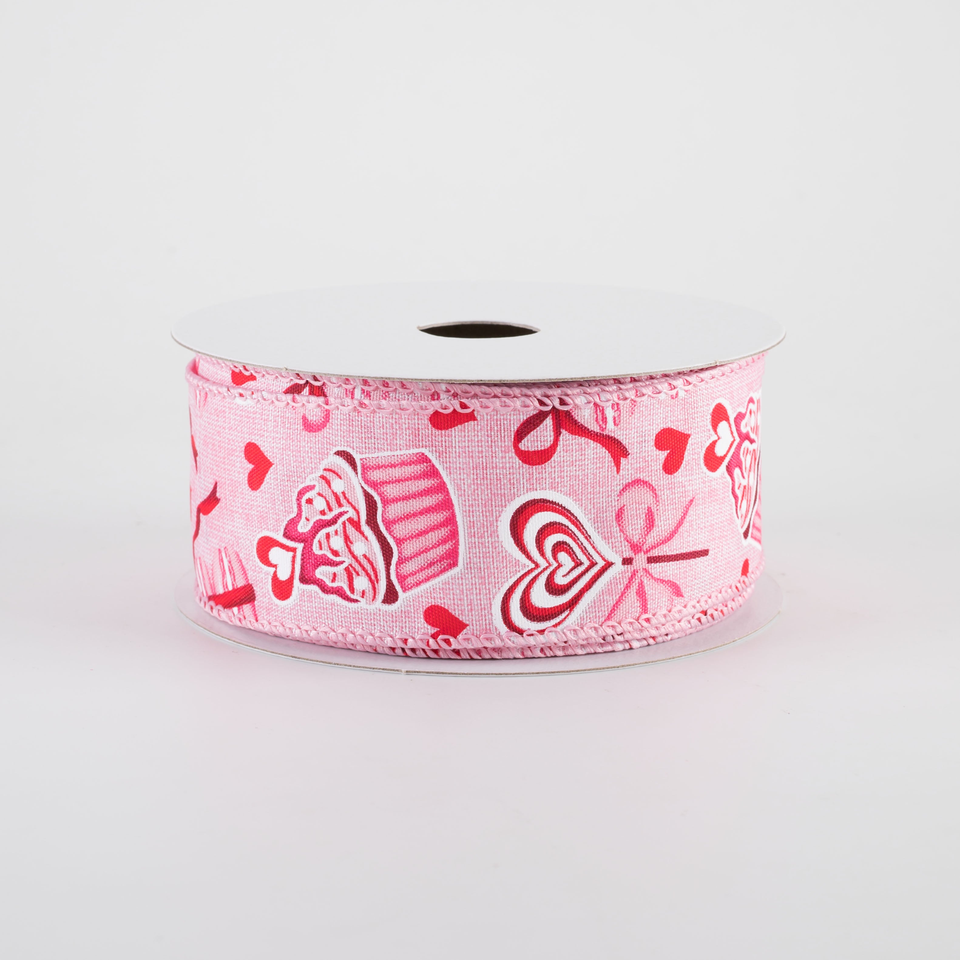 1.5" Valentine's Day Cupcakes & Macarons Ribbon: Pink (10 Yards)