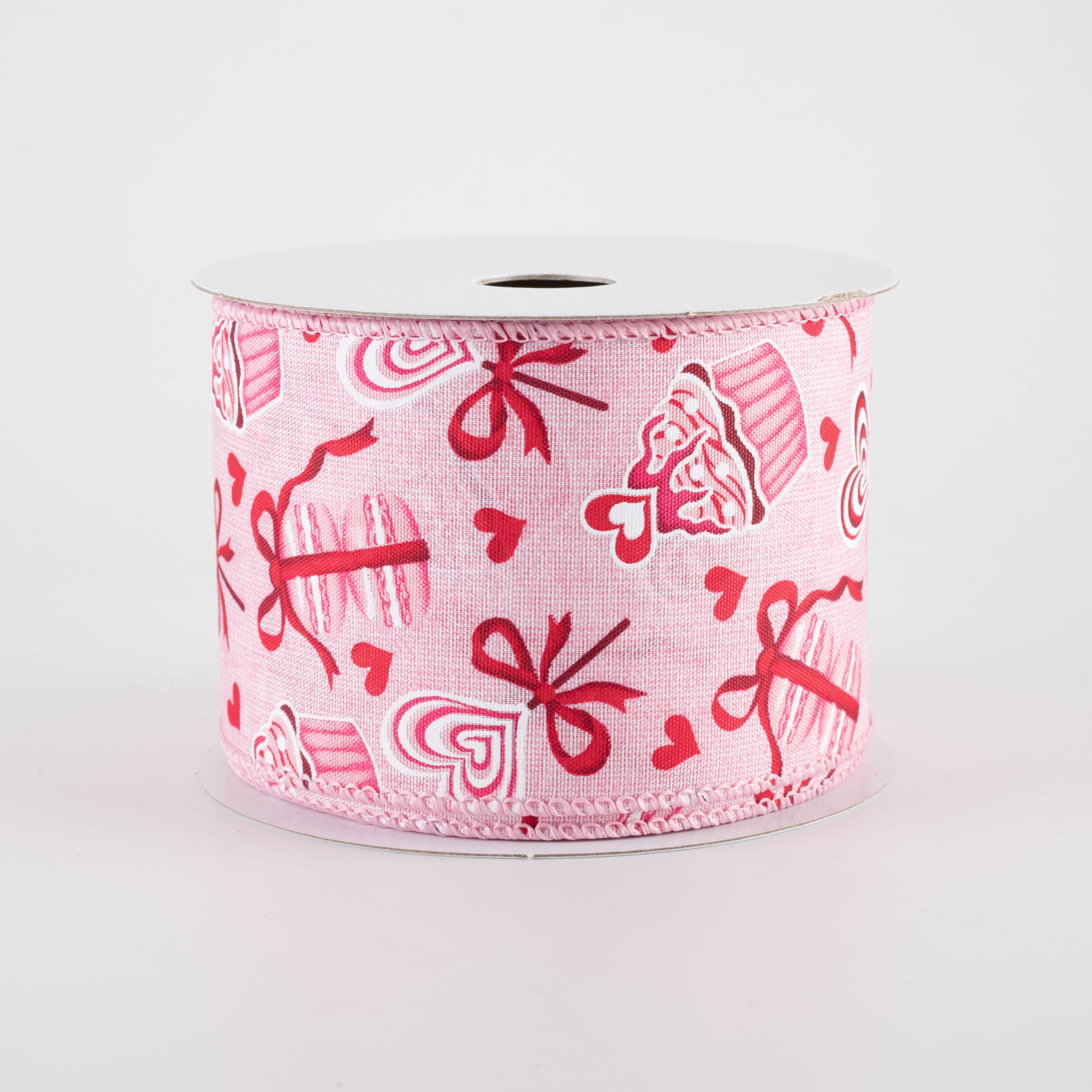 2.5" Valentine's Day Cupcakes & Macarons Ribbon: Pink (10 Yards)