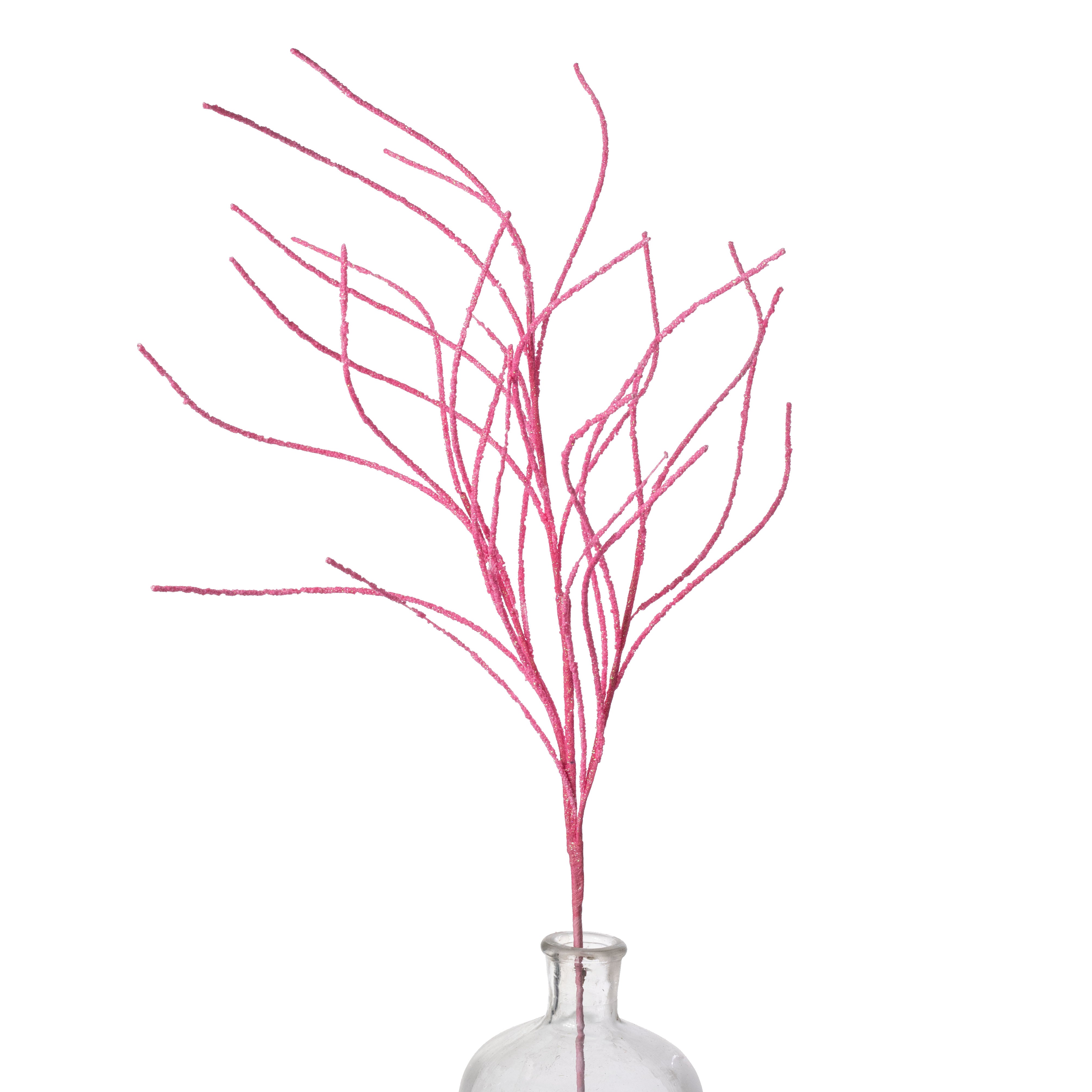 30" Glitter Twig Spray: Pink