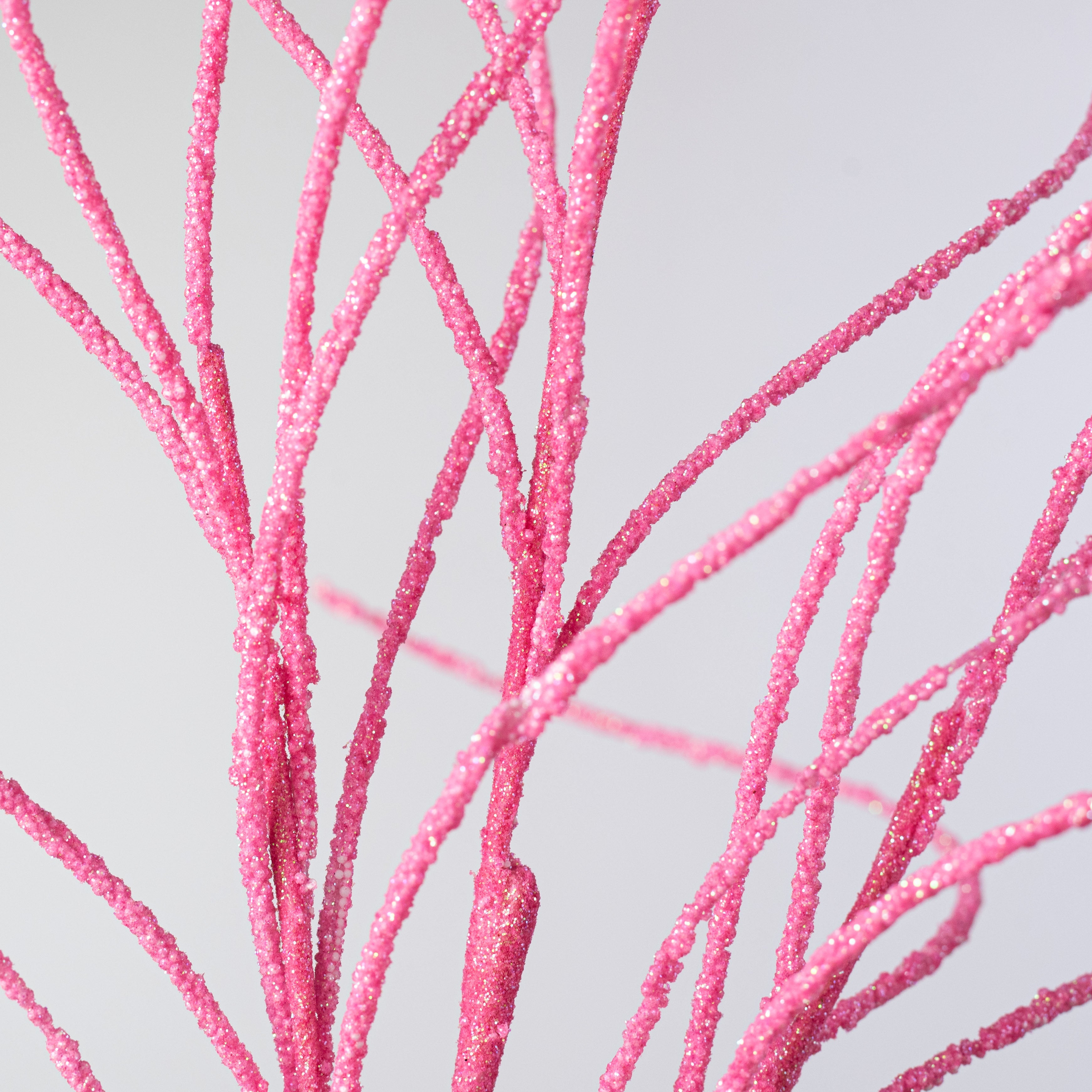30" Glitter Twig Spray: Pink