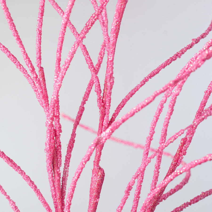 30" Glitter Twig Spray: Pink