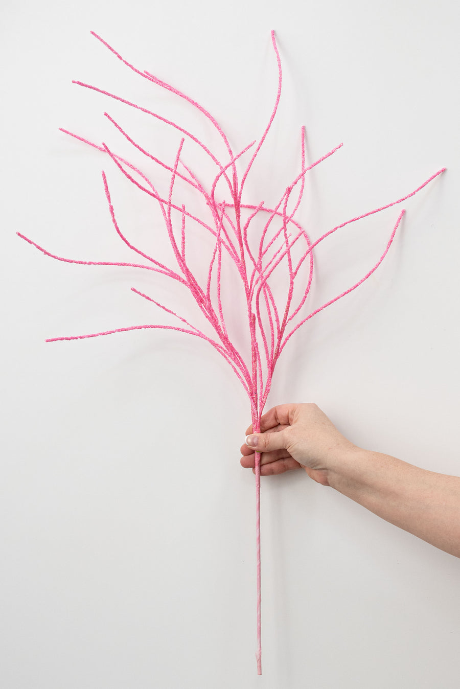 30" Glitter Twig Spray: Pink