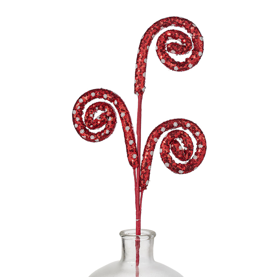 28" Sequin Polkadot Spiral Curly Spray: Red