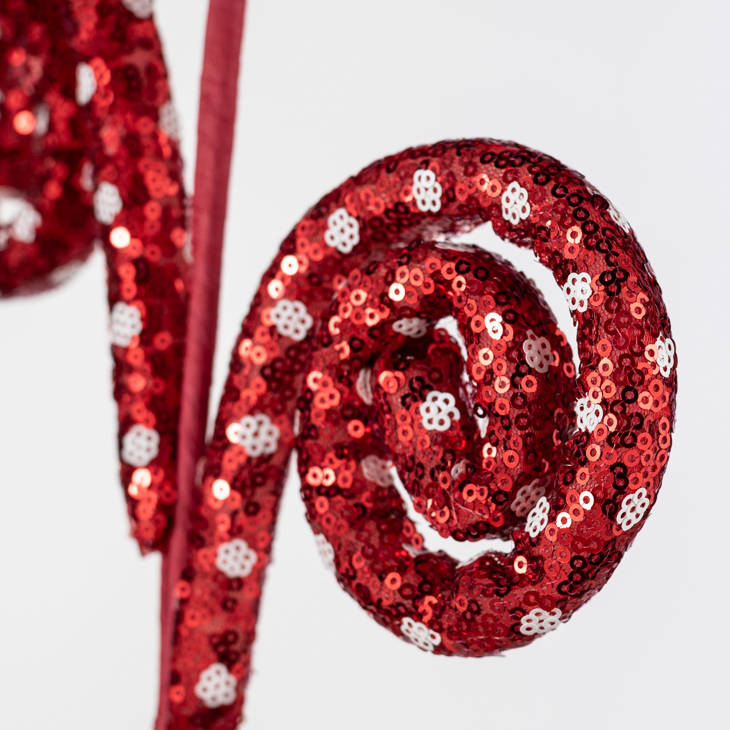 28" Sequin Polkadot Spiral Curly Spray: Red