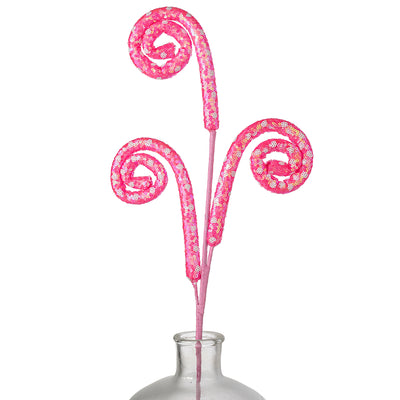 28" Sequin Polkadot Spiral Curly Spray: Iridescent Pink