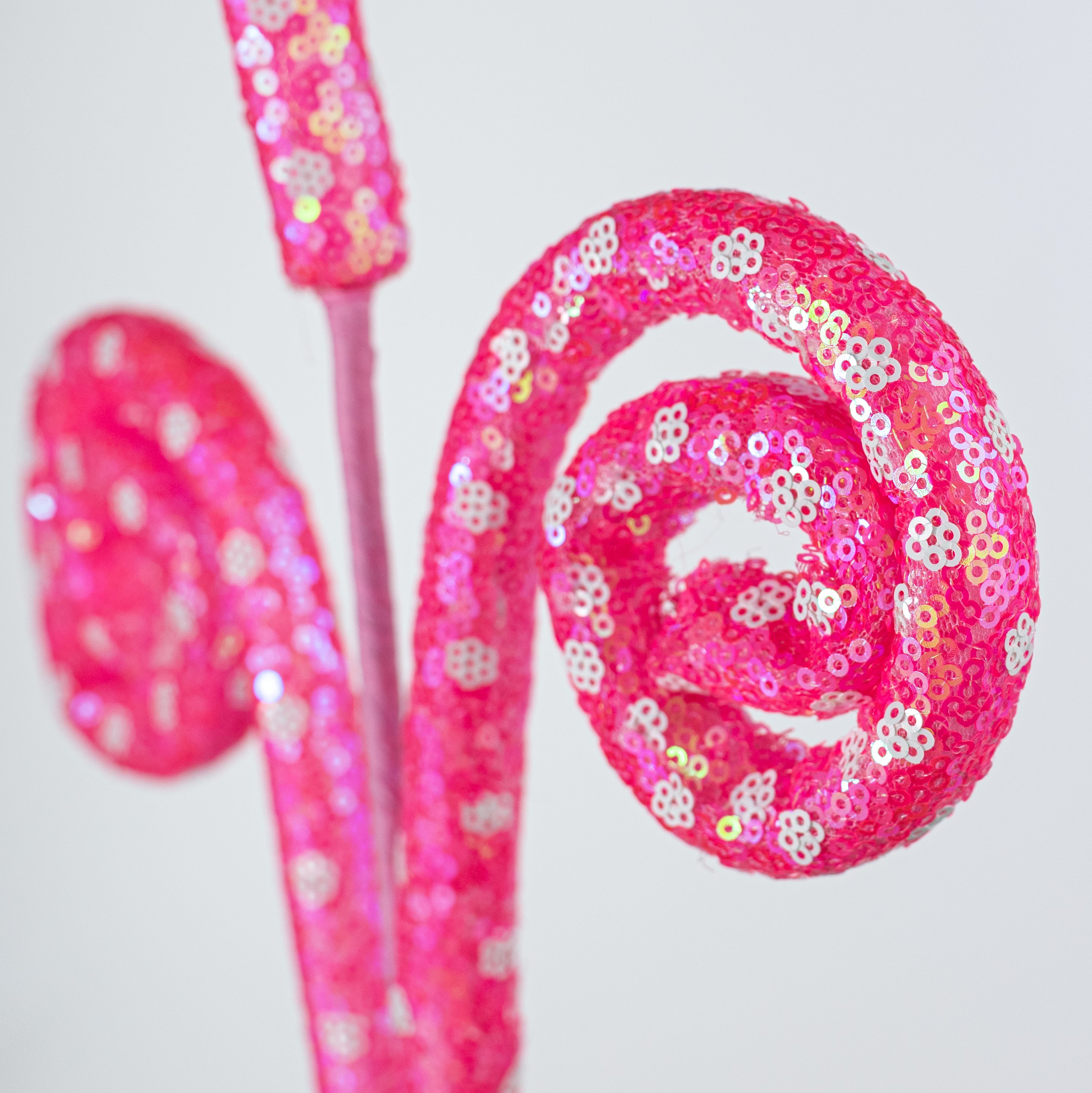 28" Sequin Polkadot Spiral Curly Spray: Iridescent Pink