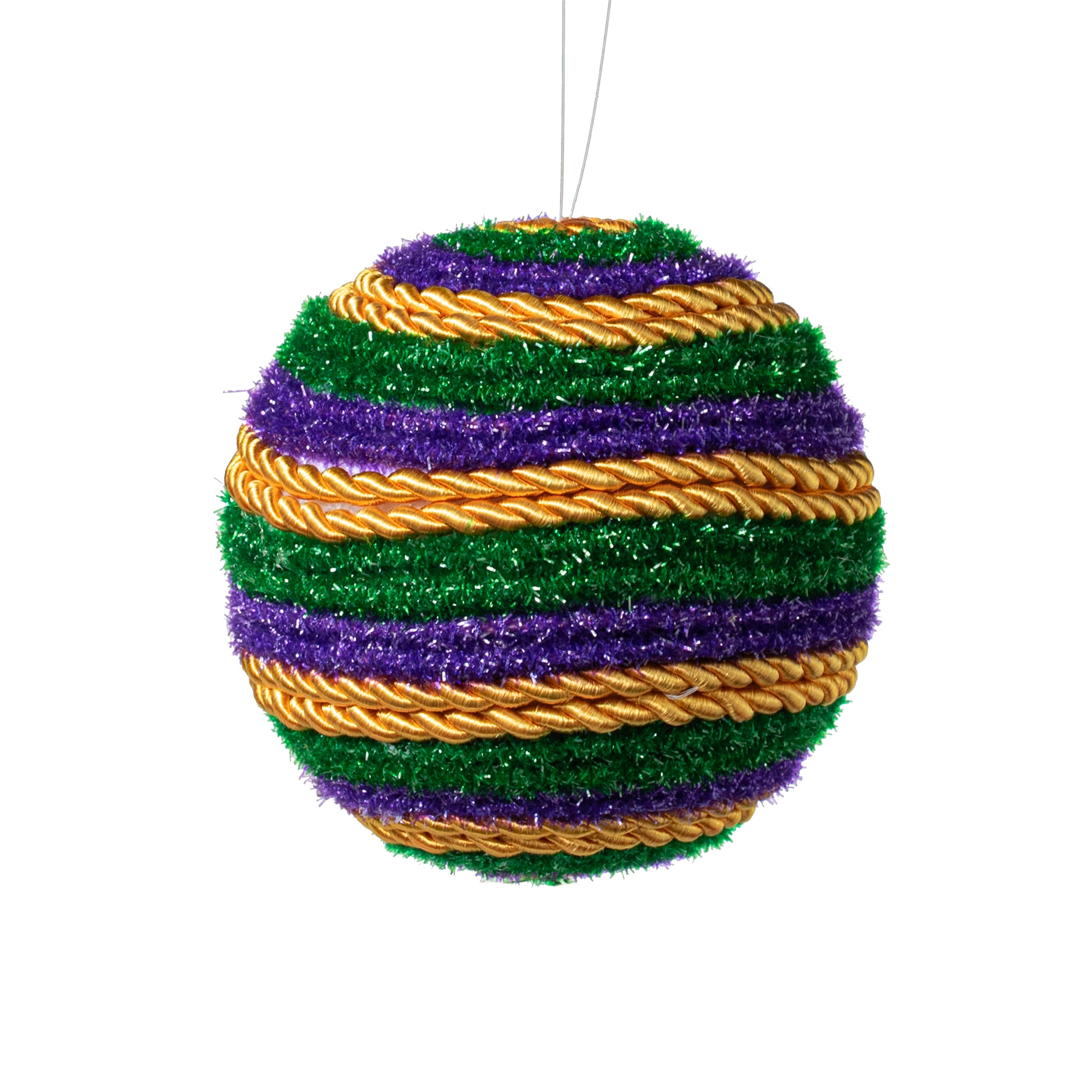 5" Rope Stripe Ornament Ball: Mardi Gras