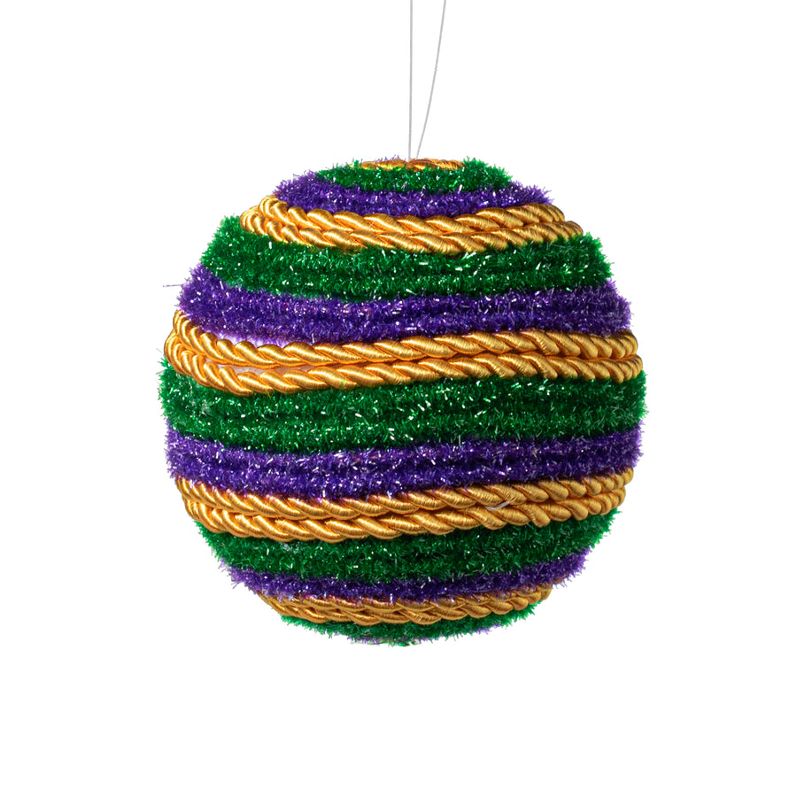 5" Rope Stripe Ornament Ball: Mardi Gras