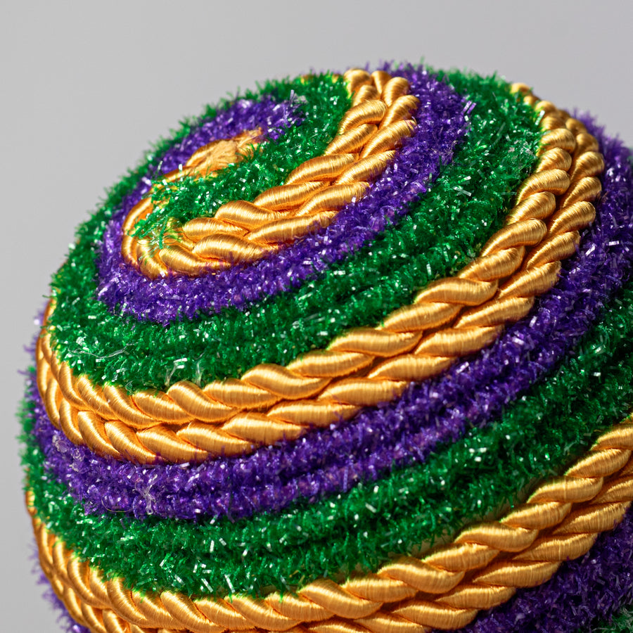 5" Rope Stripe Ornament Ball: Mardi Gras
