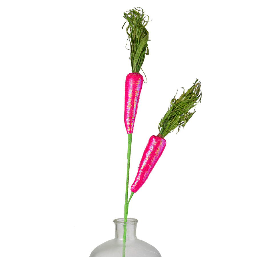 29" Sequin Carrots Spray: Hot Pink
