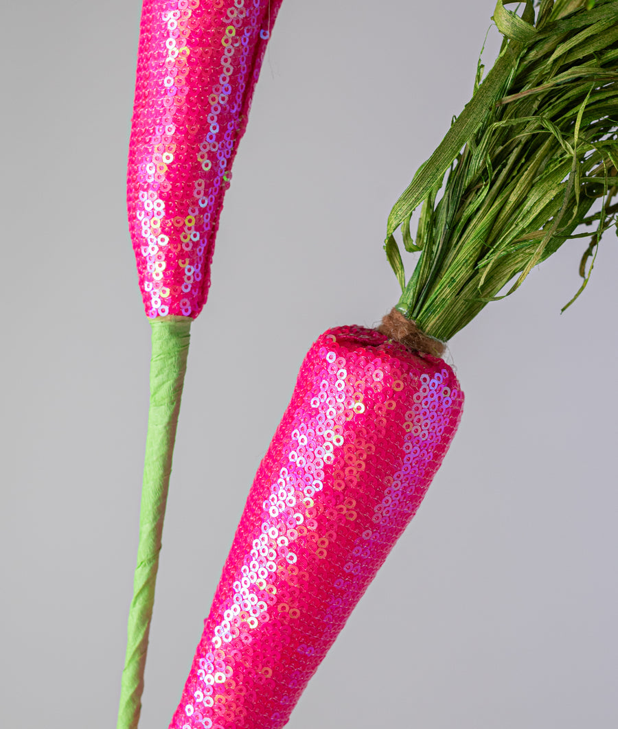 29" Sequin Carrots Spray: Hot Pink