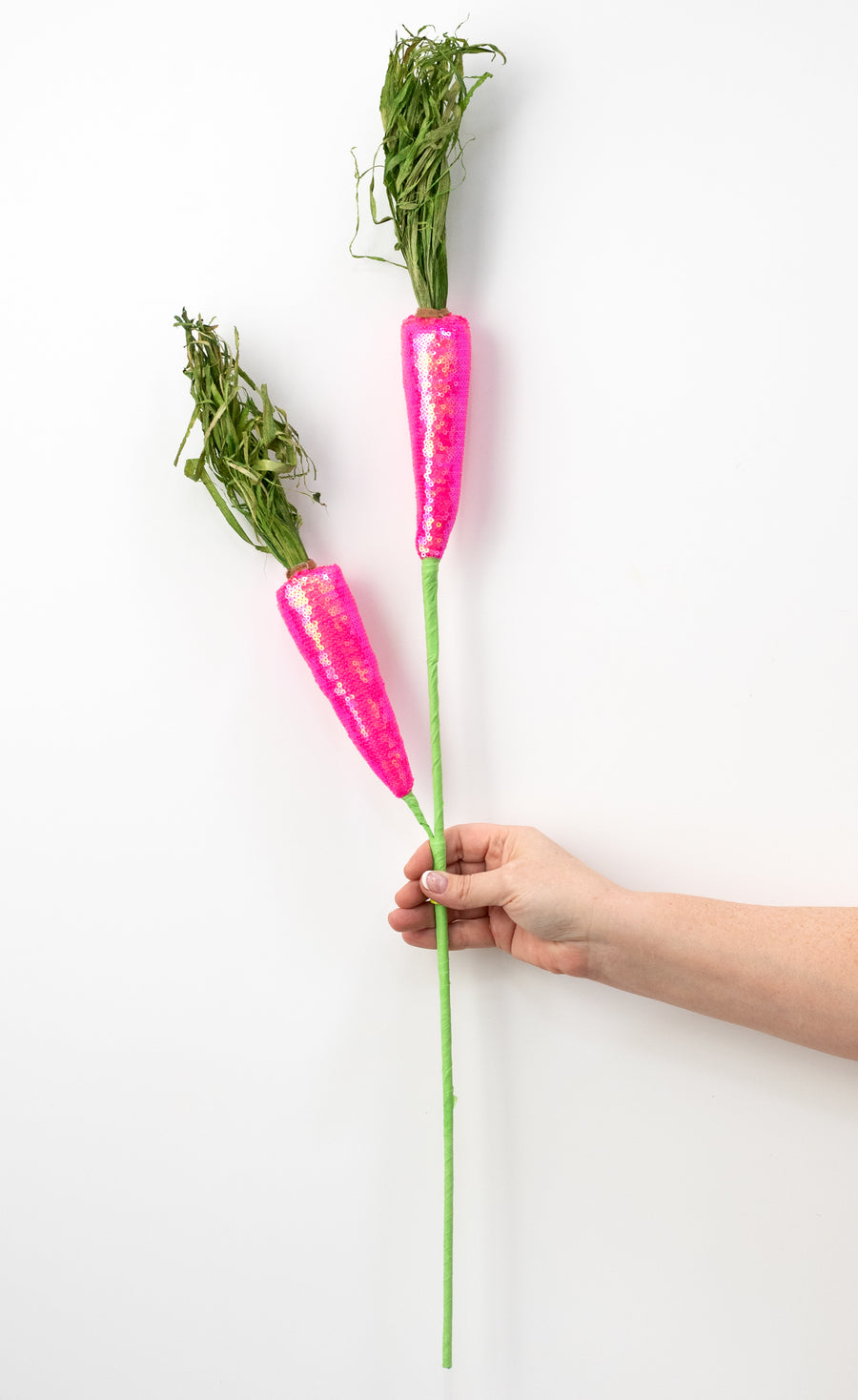 29" Sequin Carrots Spray: Hot Pink