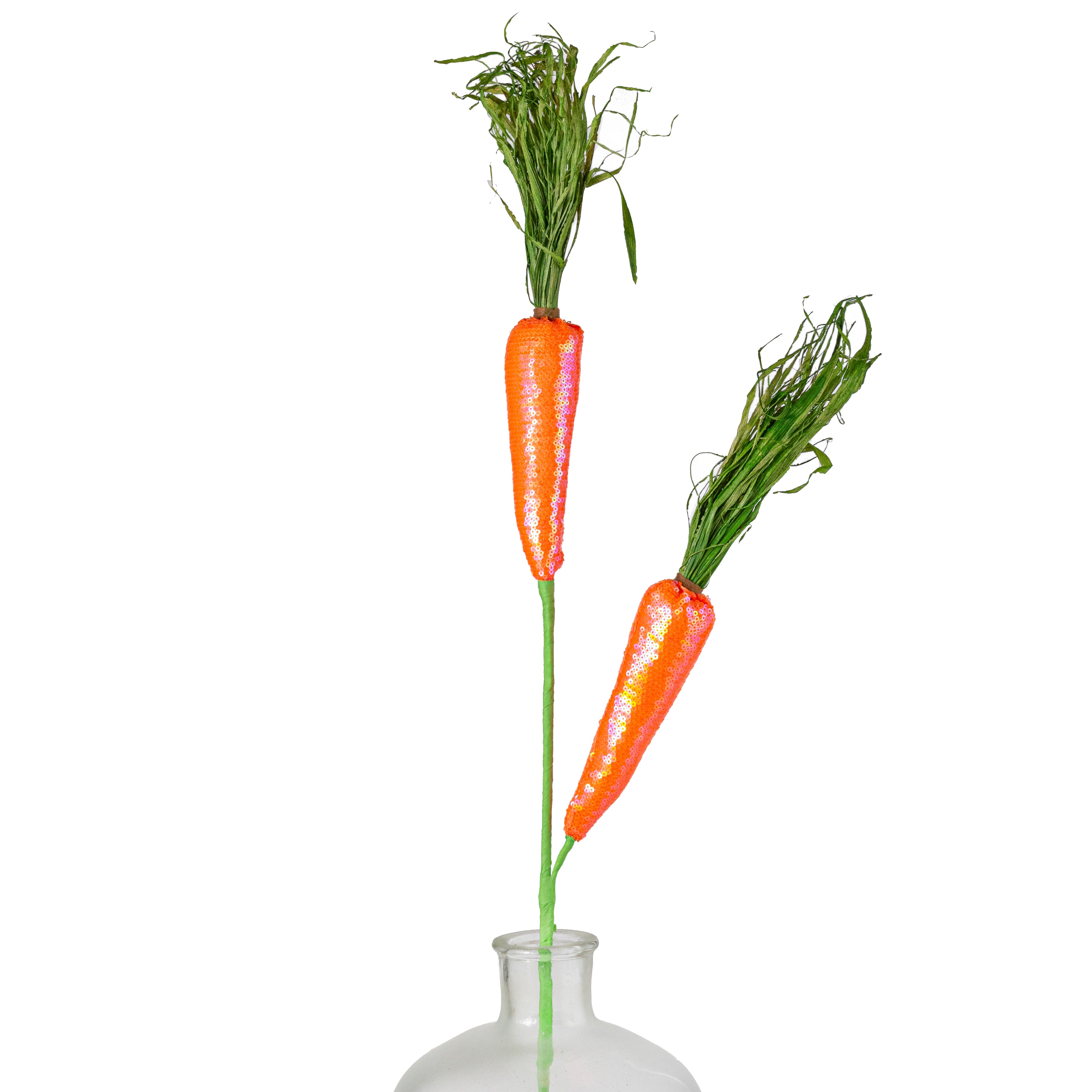 29" Sequin Carrots Spray: Orange