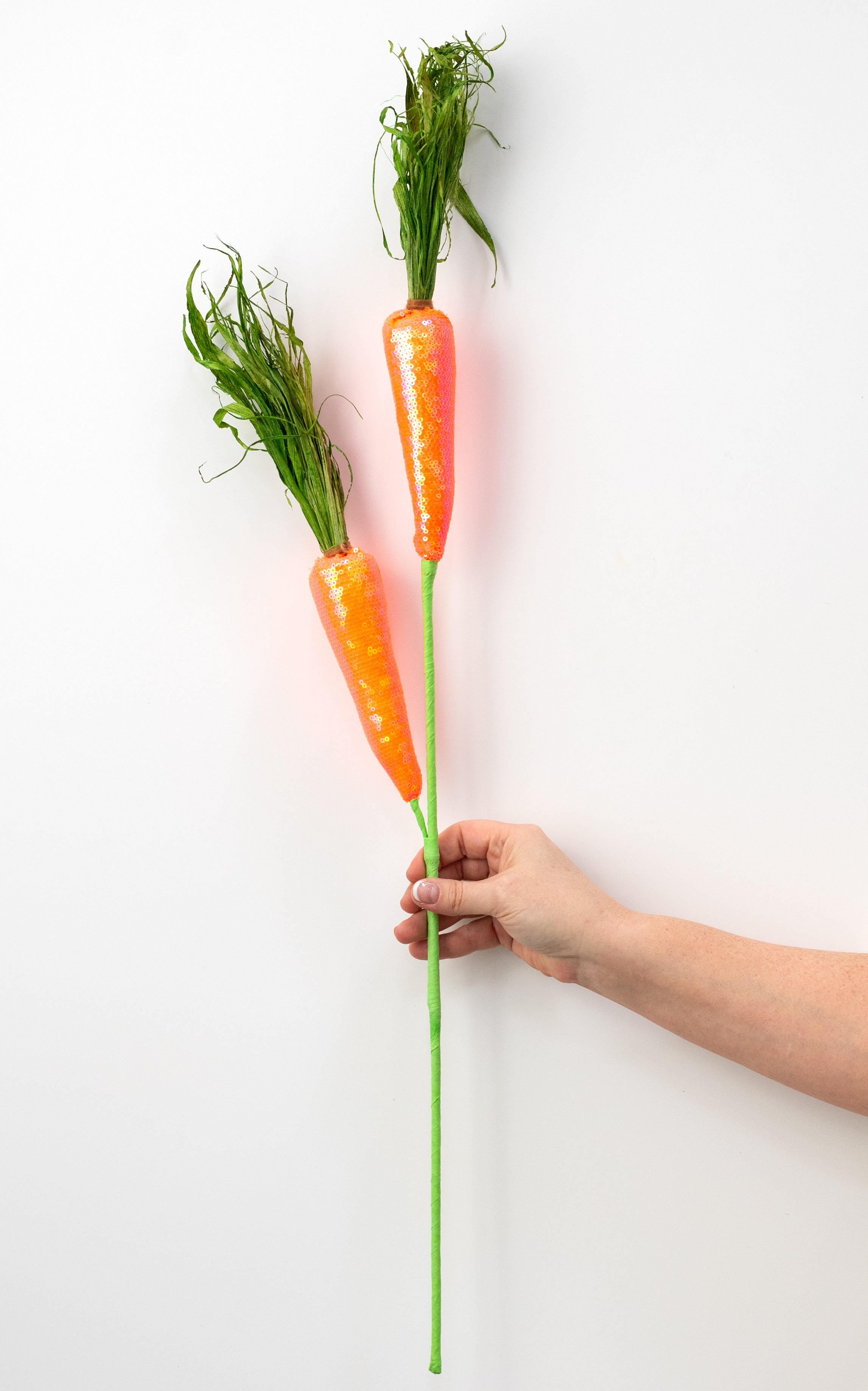 29" Sequin Carrots Spray: Orange