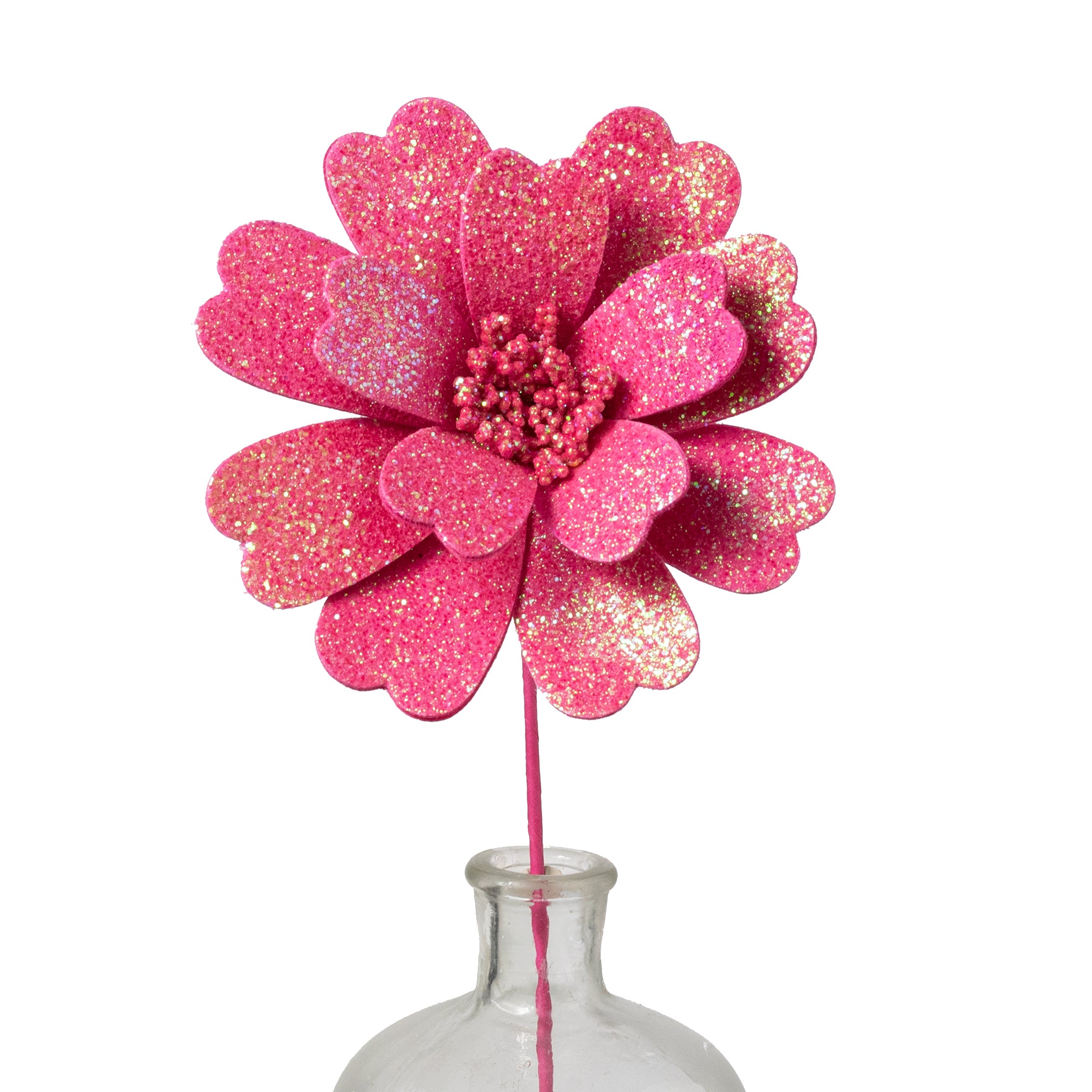 20" Glitter Daisy Flower Pick: Beauty Pink