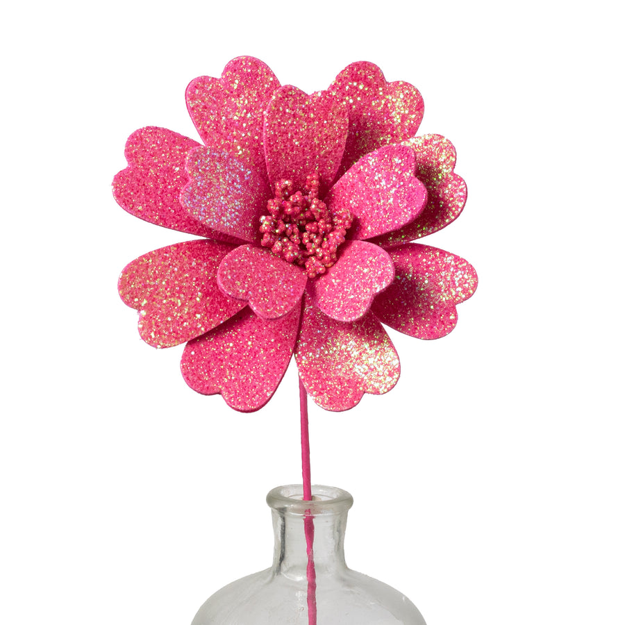 20" Glitter Daisy Flower Pick: Beauty Pink