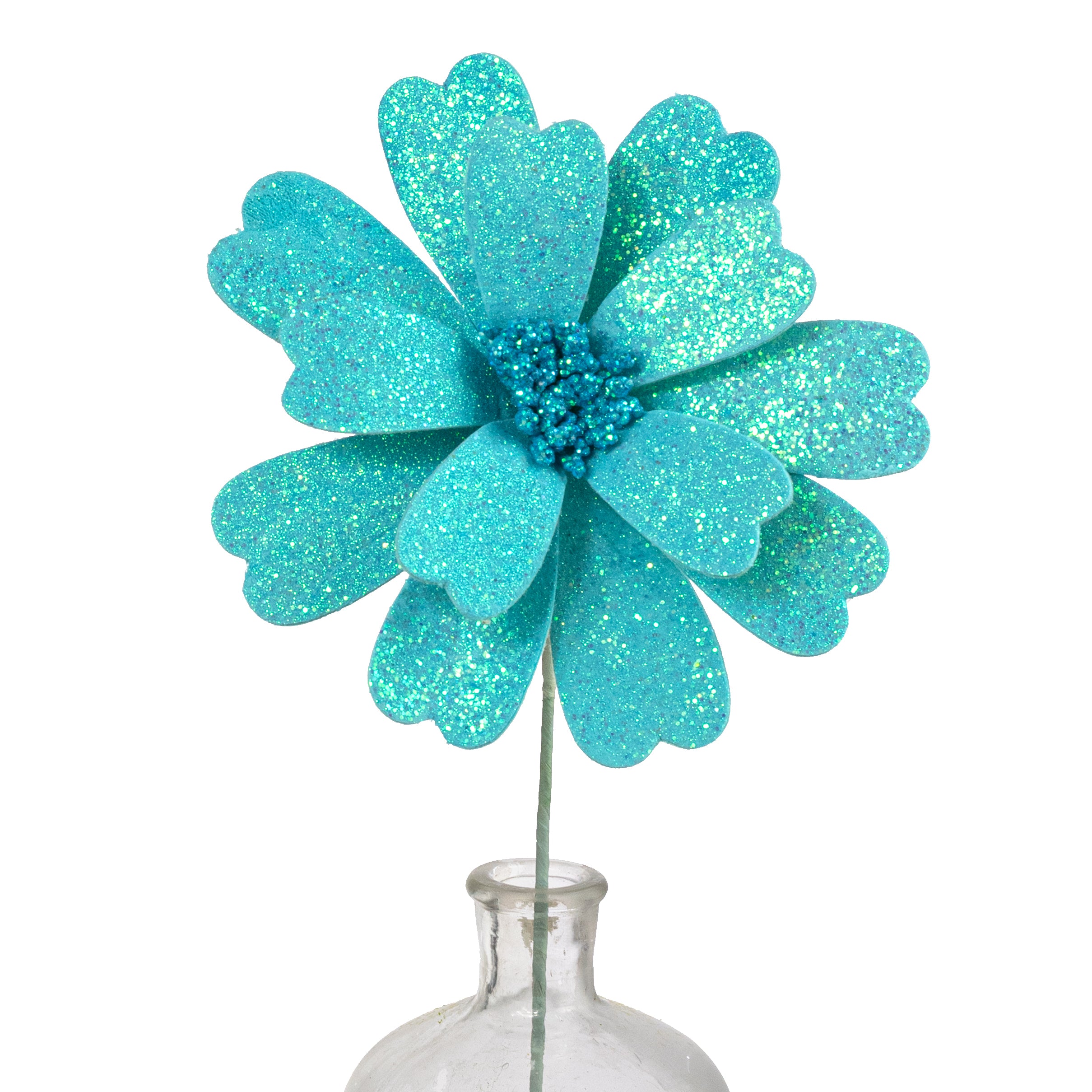 20" Glitter Daisy Flower Pick: Blue