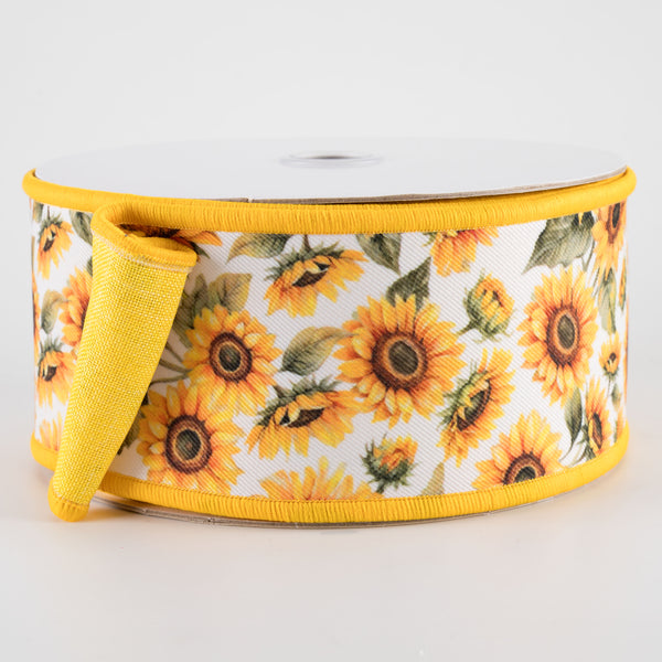 sunflower ribbon品 Amazon.com: Whaline Summer Sunflower Wired Edge Ribbon 10