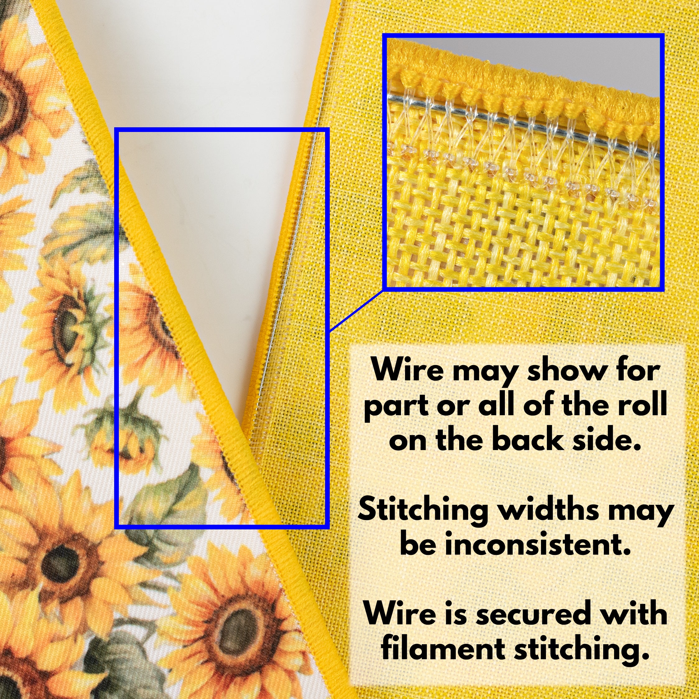 4" Double Sided Fused Sunflowers Ribbon (10 Yards)