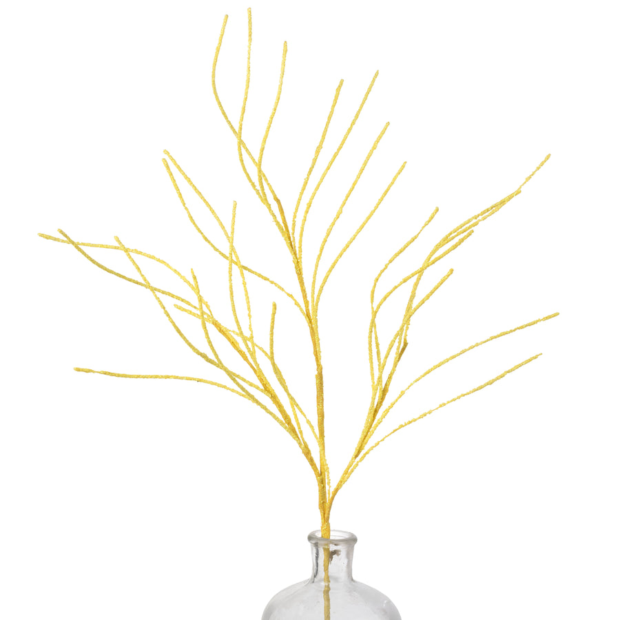 30" Glitter Twig Spray: Yellow