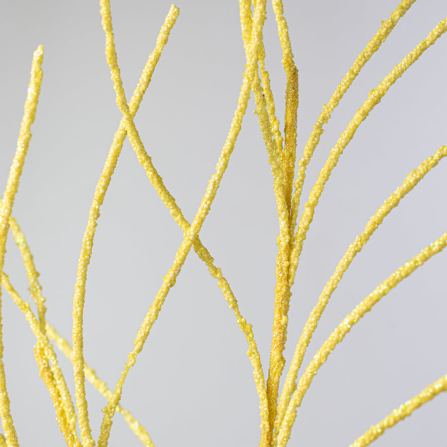 30" Glitter Twig Spray: Yellow