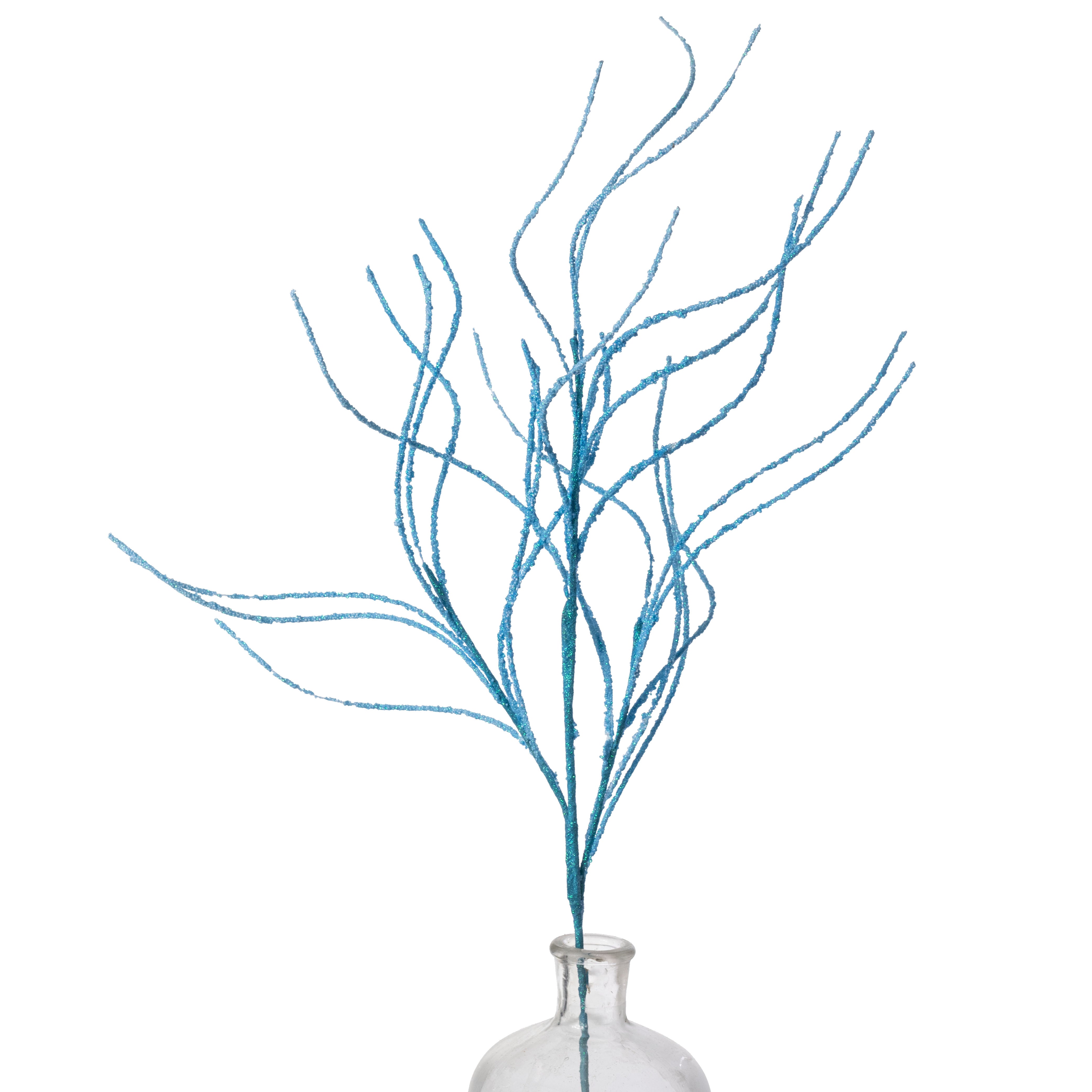 30" Glitter Twig Spray: Blue