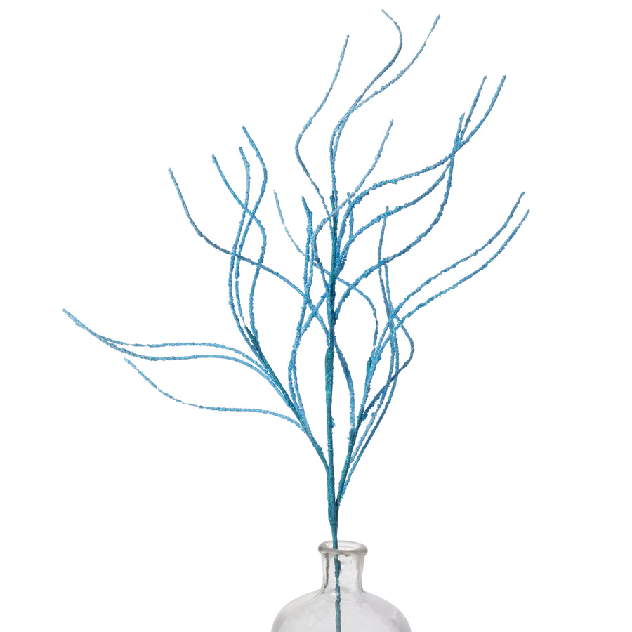 30" Glitter Twig Spray: Blue