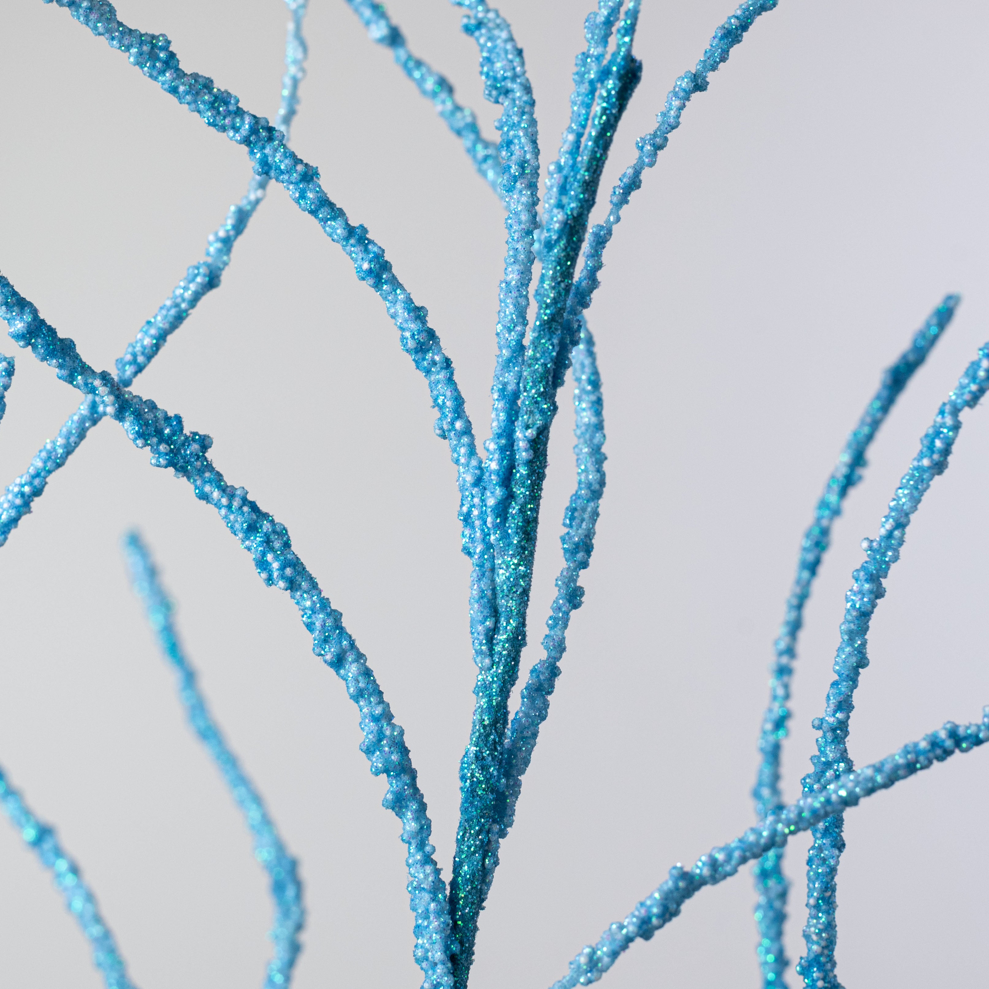 30" Glitter Twig Spray: Blue