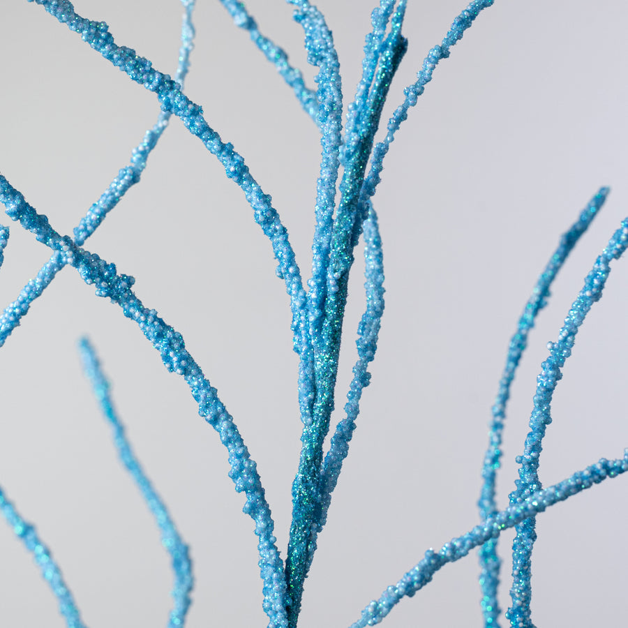30" Glitter Twig Spray: Blue