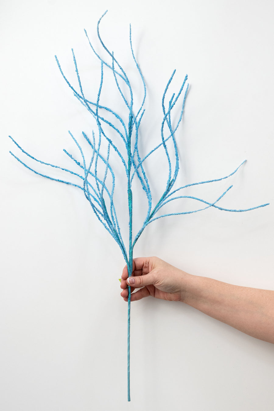 30" Glitter Twig Spray: Blue