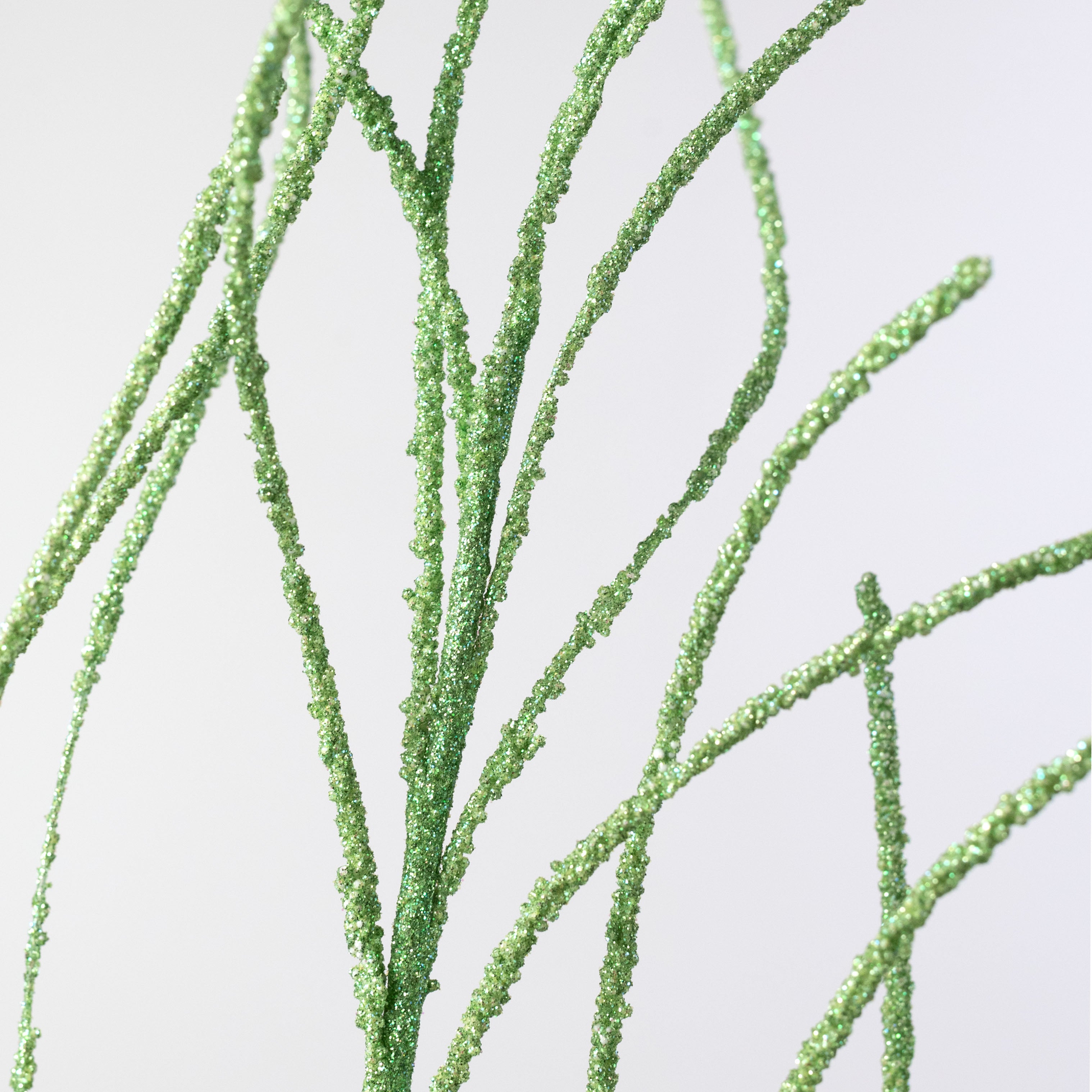 30" Glitter Twig Spray: Green